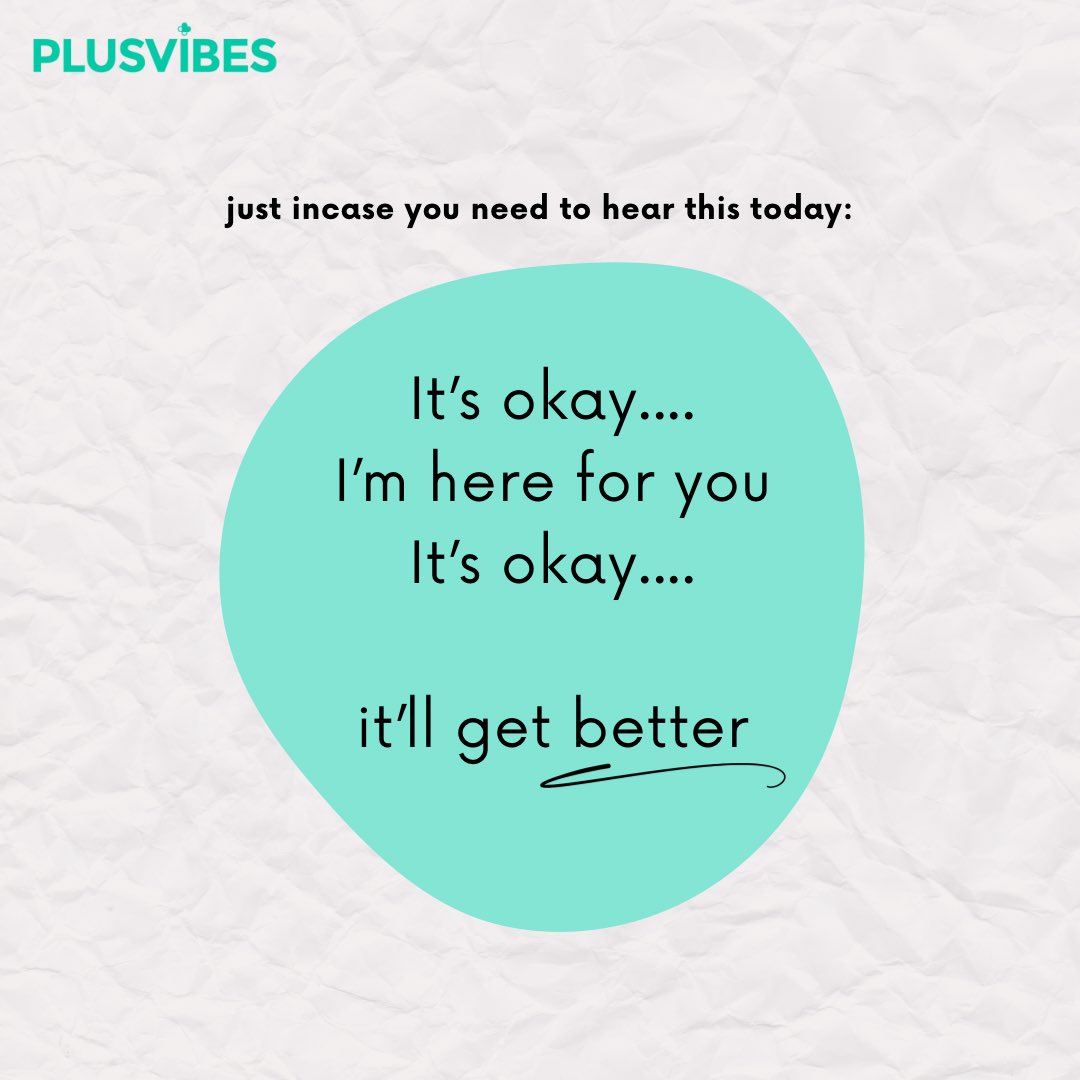 myplusvibes's tweet photo. Sometimes, all you need to hear is that it’s okay, and that someone is there for you. Remember things will get better 💕

If you need someone to talk to… talk to our vibers💕

✅ On demand chat 
✅ 24/7 hours support
✅ Anonymity and encrypted chat ...and much more! https://t.co/NGbiepQ2Bm