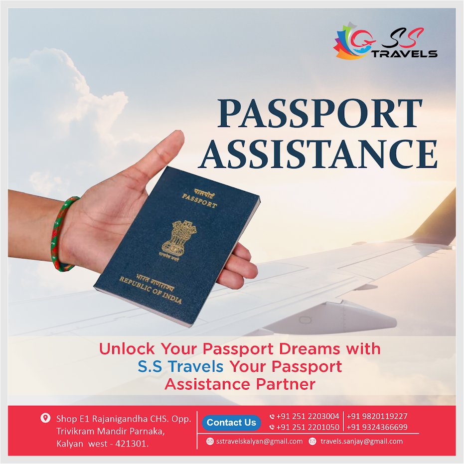 Unlocking new horizons, one passport at a time! ✈️🌍✨ Excited to share the incredible passport assistance services offered by SS Travel. Say goodbye to passport hassles and hello to stress-free travel adventures. 🌎

📚 #PassportAssistance #SSTravel #ExploreTheWorld