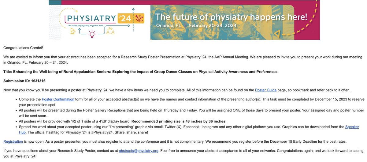 I am so excited to announce I will be presenting at #Physiatry24 @AAPhysiatrists I am looking forward to meeting and connecting with my fellow peers and educators!
