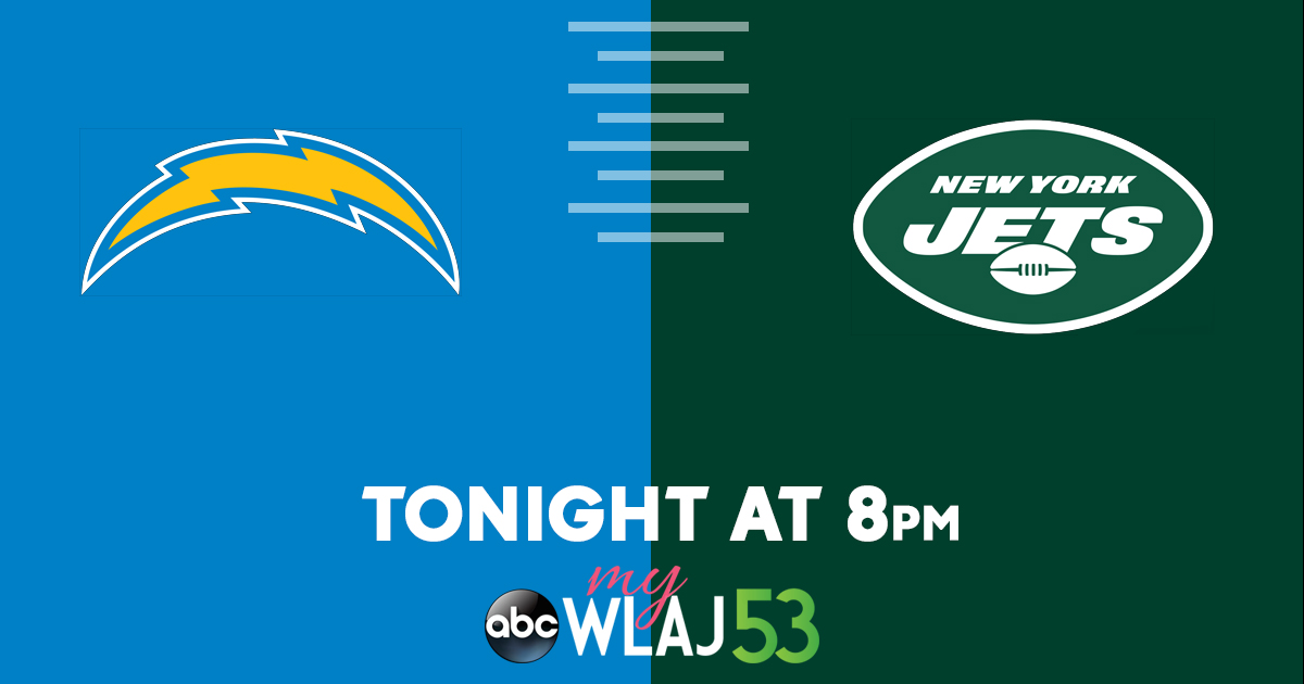 WLAJ6's tweet photo. Tune in tonight for Monday Night Football on ABC 53 to see the Chargers take on the Jets! https://t.co/sxvyQzZIRx