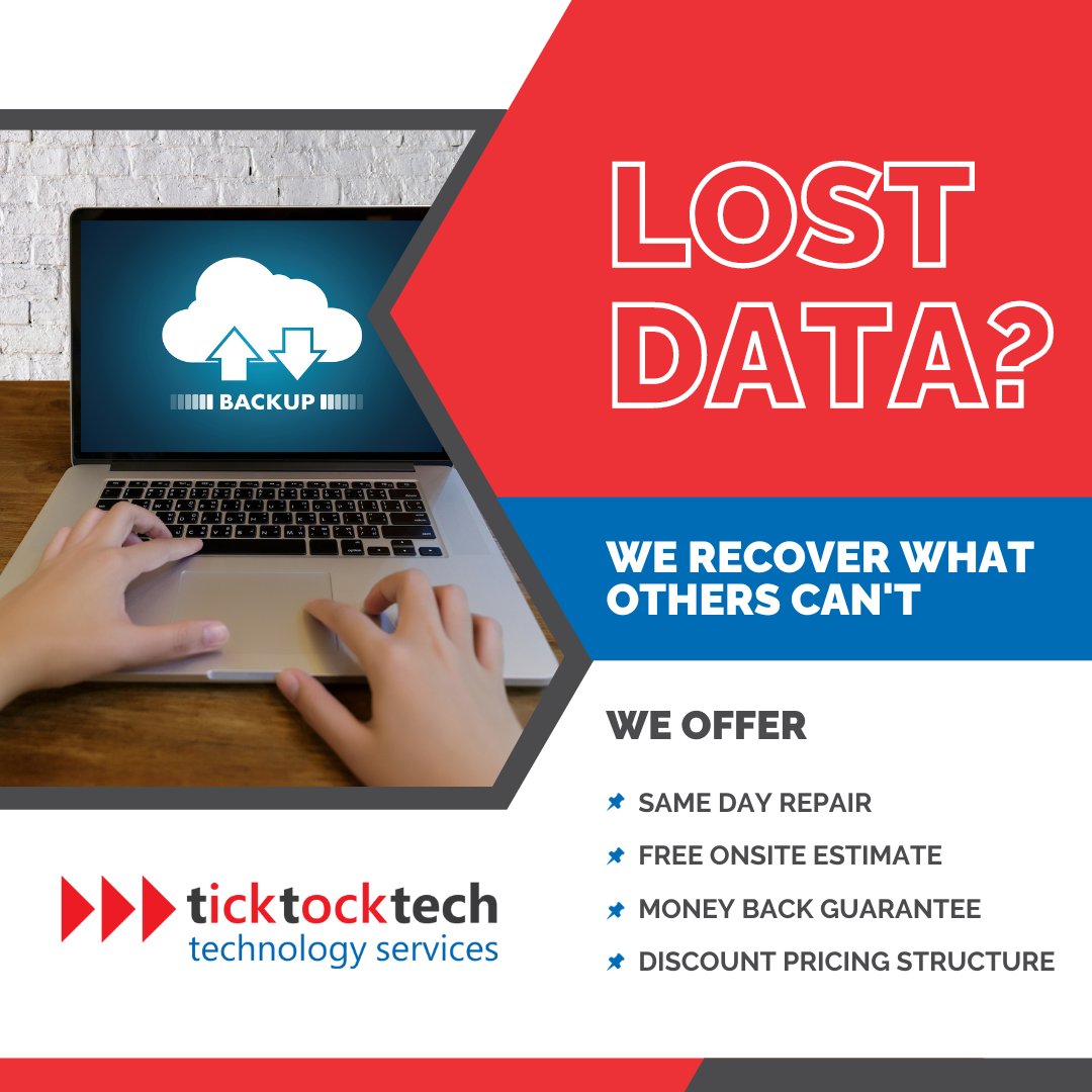 🔍 Lost data? Don't panic, we're here to rescue your precious files! 💾 At TickTockTech, we recover what others can't, because we're your data's best friend.

#Ticktocktech #dataretrieval #datarecovery #computer #harddrive #ssddatarecovery #ssd