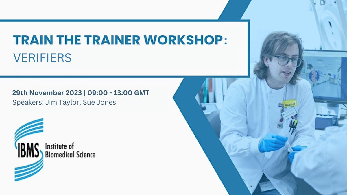 IBMScience's tweet photo. Our next #TrainingForTrainers event will be taking place on 29th November for Verifiers. Register now to get more advice and tips from Sue Jones and Jim Taylor of the IBMS: https://t.co/WcbITcNJeG https://t.co/PStbxoeET3