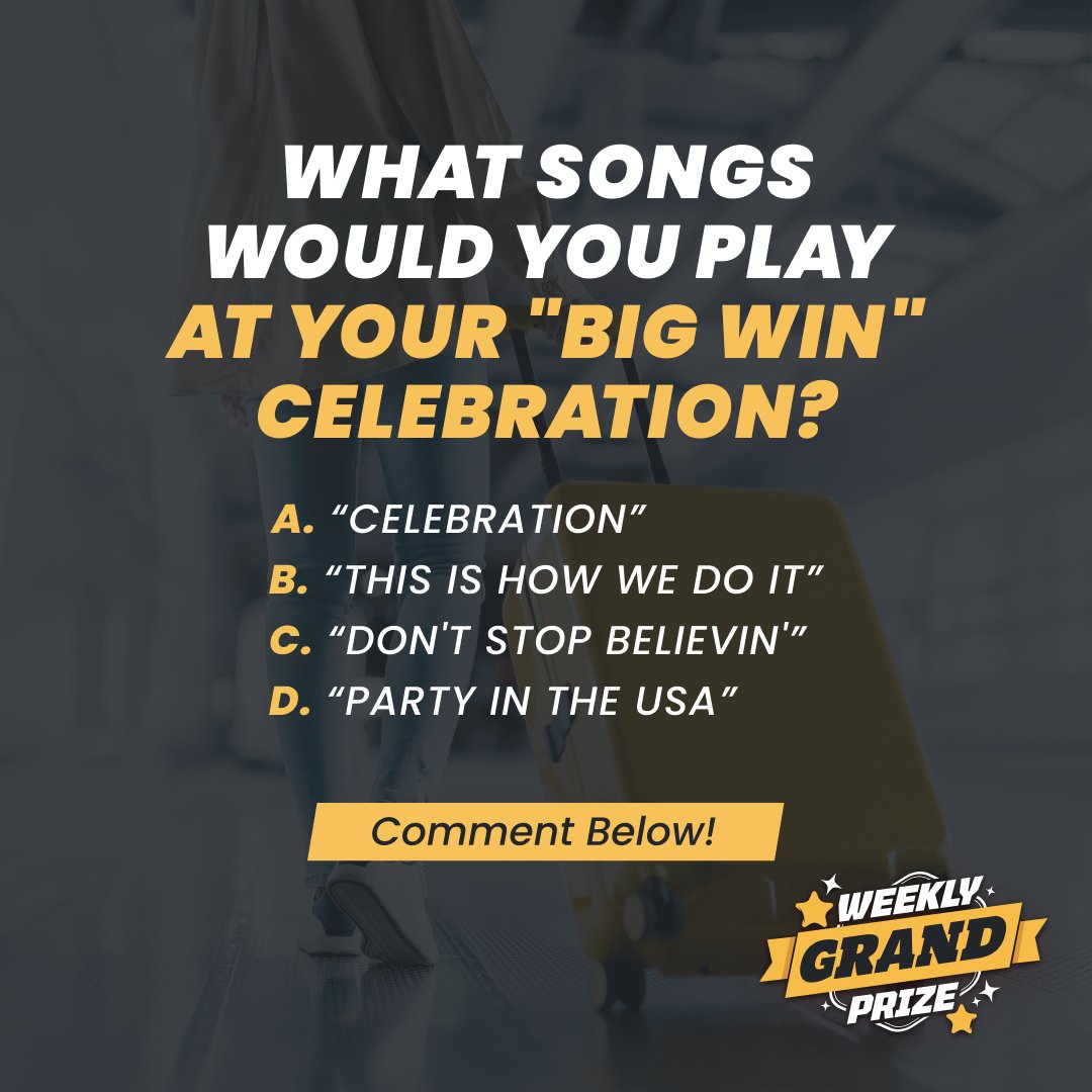 YOU could be our $25,000 Giveaway winner, but what songs would you play at your Big Win Bash? Let us know which ones you’d choose and get today’s FREE entries to win here: bit.ly/3sb5jE7