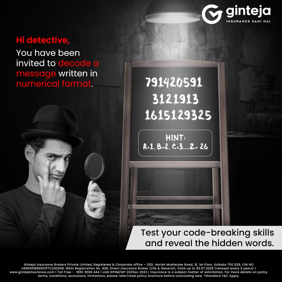 ginteja's tweet image. Crack the Code with Ginteja!🕵️‍♀️ Can you decode these numerical messages? Test your code-breaking skills and reveal the hidden words. Challenge your friends to join the fun!

#CodeBreaker #DecodeTheMessage #GintejaPuzzles #Ginteja #insuance #buyinsuranceonline #GintejaSupport