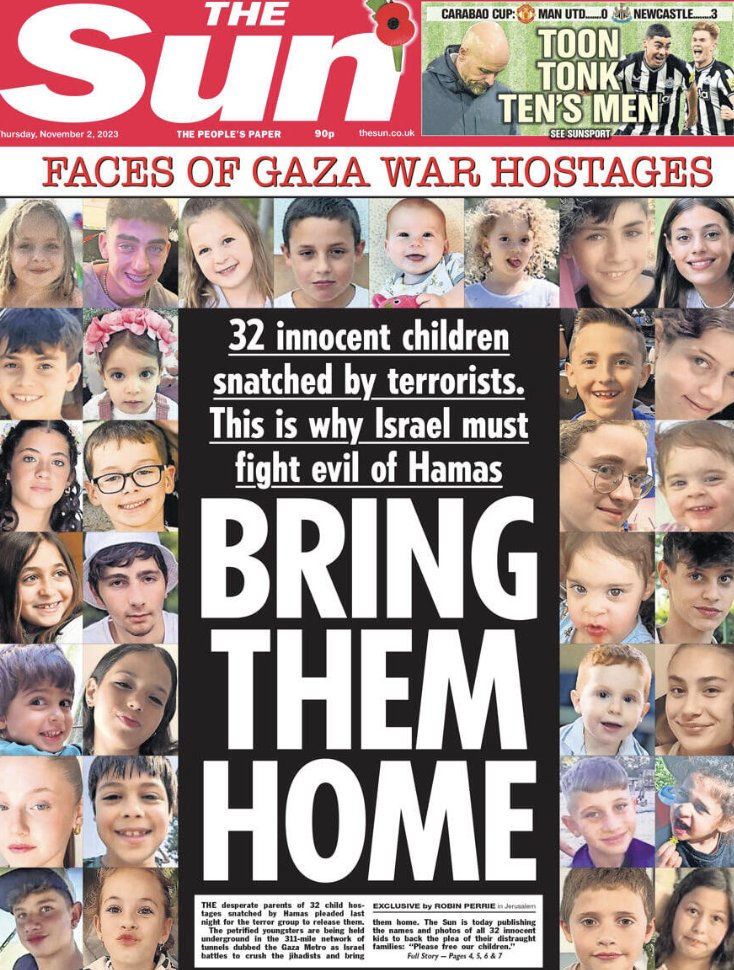 Contre les monstres ordinaires qui arrachent des images d'enfants juifs otages du Hamas, contre les députés qui parlent de "harcèlement" quand on les leur montre, et comme (à ma connaissance) aucun journal n'en a fait sa couverture, faisons inlassablement tourner ces visages. 🙏