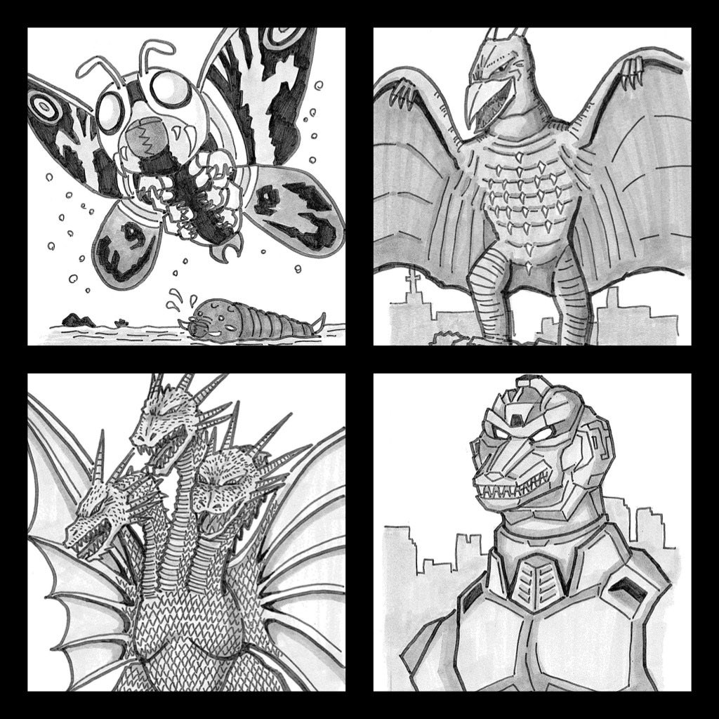そういえば過去に仕事で #ゴジラ シリーズの怪獣描いてましたね。フォロワーにガチ勢の人たちがいるので改めて作品観た上で描きましたよ😂 