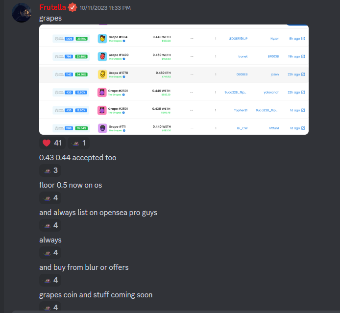 frutella786's tweet photo. Last month we printed hard in @NFTFRIENDSALPHA.
Purged 9k members now 650 members left 

Retweet + Tag your friends to get an invite

@JoinGrapes 0.43 to 0.95 
@sprotogremlins 0.5 to 1.1
@GetBlockGames 0.05 to 0.14 
@starimartist anomalyai mint + 0.002 to 0.03
@gruffishere 0.16 to 0.34 
@MindlessGOM 0.009 to 0.042 
@WalletWarsGame 0.035 to 0.08
@Weebox_Official 0.07 to 0.25
Velocity pass 0.5 to 0.8 
Anarkey 1 eth to 6 eth.
@Blips_xrp 0.085 to 0.19

Top quality giveaways, calls, shitcoins, and every alpha possible following the trends for the community. Soon application will be live for joining the server.