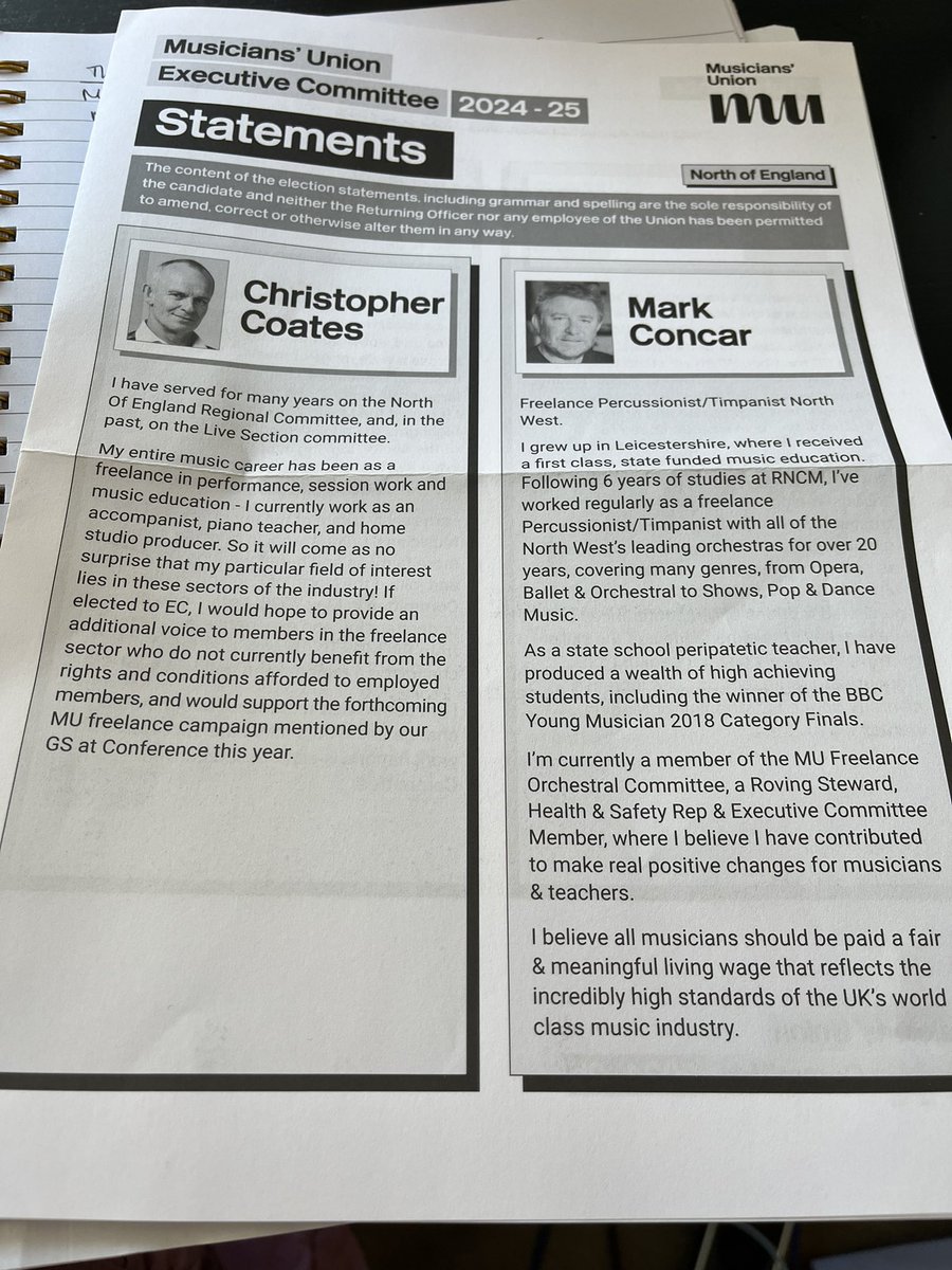 I’m running for the Musicians’ Union’s Executive Committee. If you’re an MU member, I’d be so grateful for your vote!