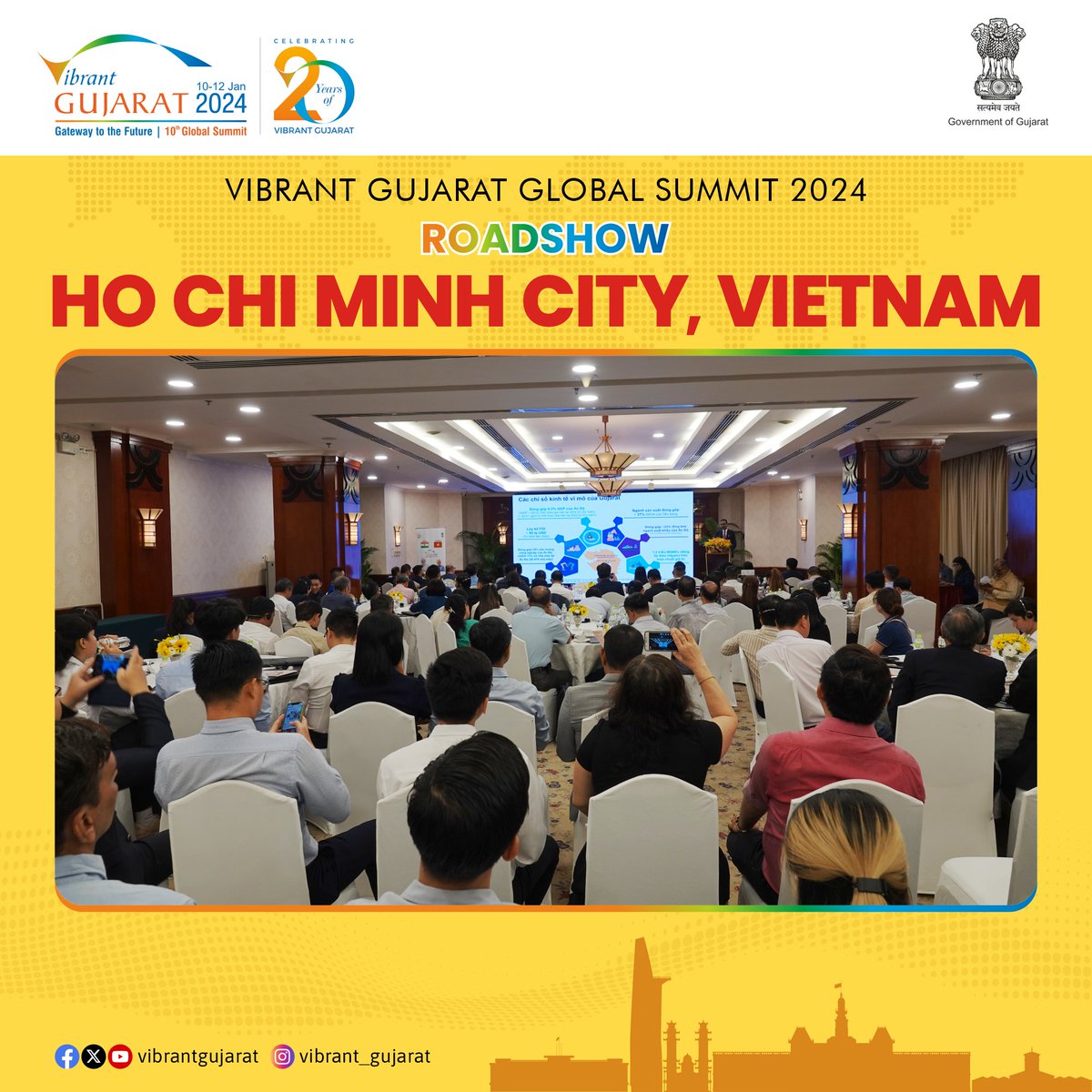 The #VGGS2024 Roadshow at 📍Ho Chi Minh City in #Vietnam received an overwhelming response. With the participation of 1⃣0⃣0⃣+ high-profile delegates from various sectors, including pharmaceuticals, ceramics, logistics, electronics, renewable energy, and more(1/2) @AmbHanoi