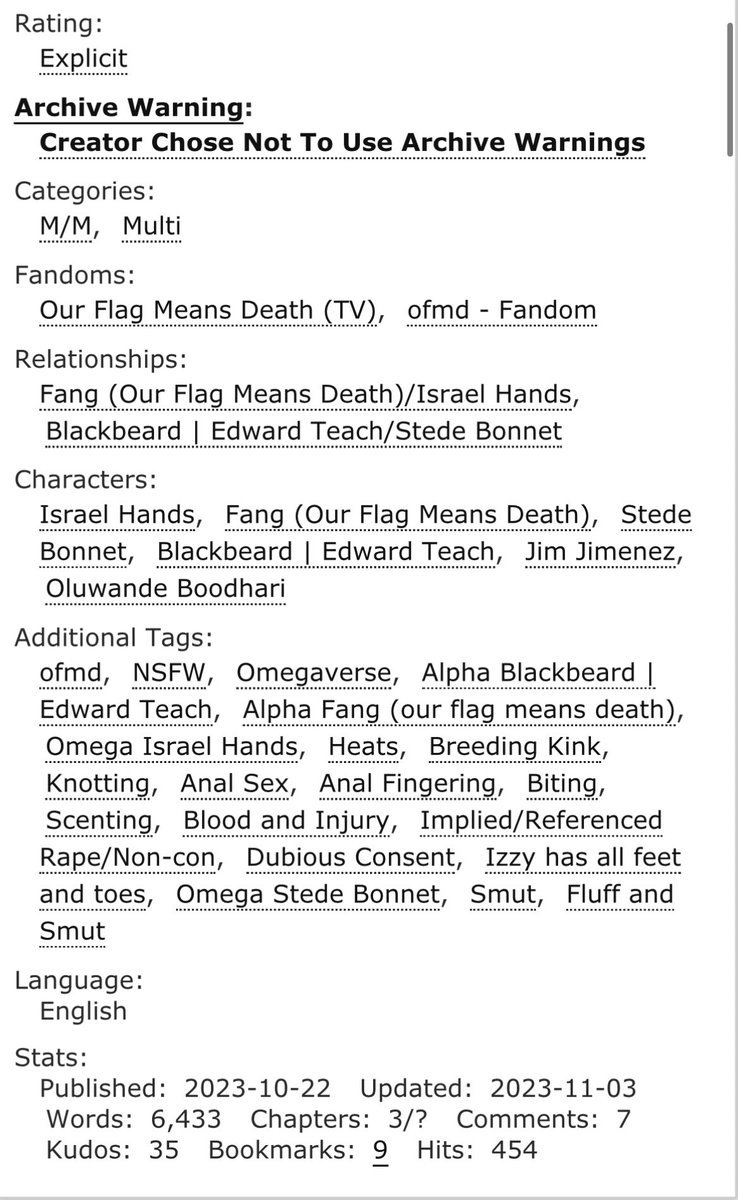 CaineYouSeeMe's tweet photo. Ch. 3 of Fangs in My Skin is now up!
Title: Fangs in My Skin
Chapter: 3/?
Rating: explicit
Relationships: Izzy/Fang
AU: omegaverse
#OFMD #NSFW #OFMDNSFW #FangIzzy https://t.co/VAE3AmUr8t