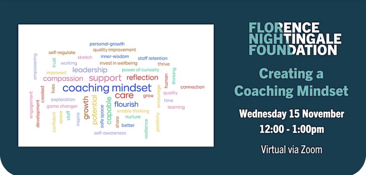 Creating a Coaching Mindset - Wed 15 Nov, 12pm. Katharine Gale &amp; Jenny Halse will share their personal journeys of being coached &amp; becoming coaches. We will look at the benefits of a coaching mindset both as an individual nurse &amp; an organisation. eventbrite.co.uk/e/creating-a-c…