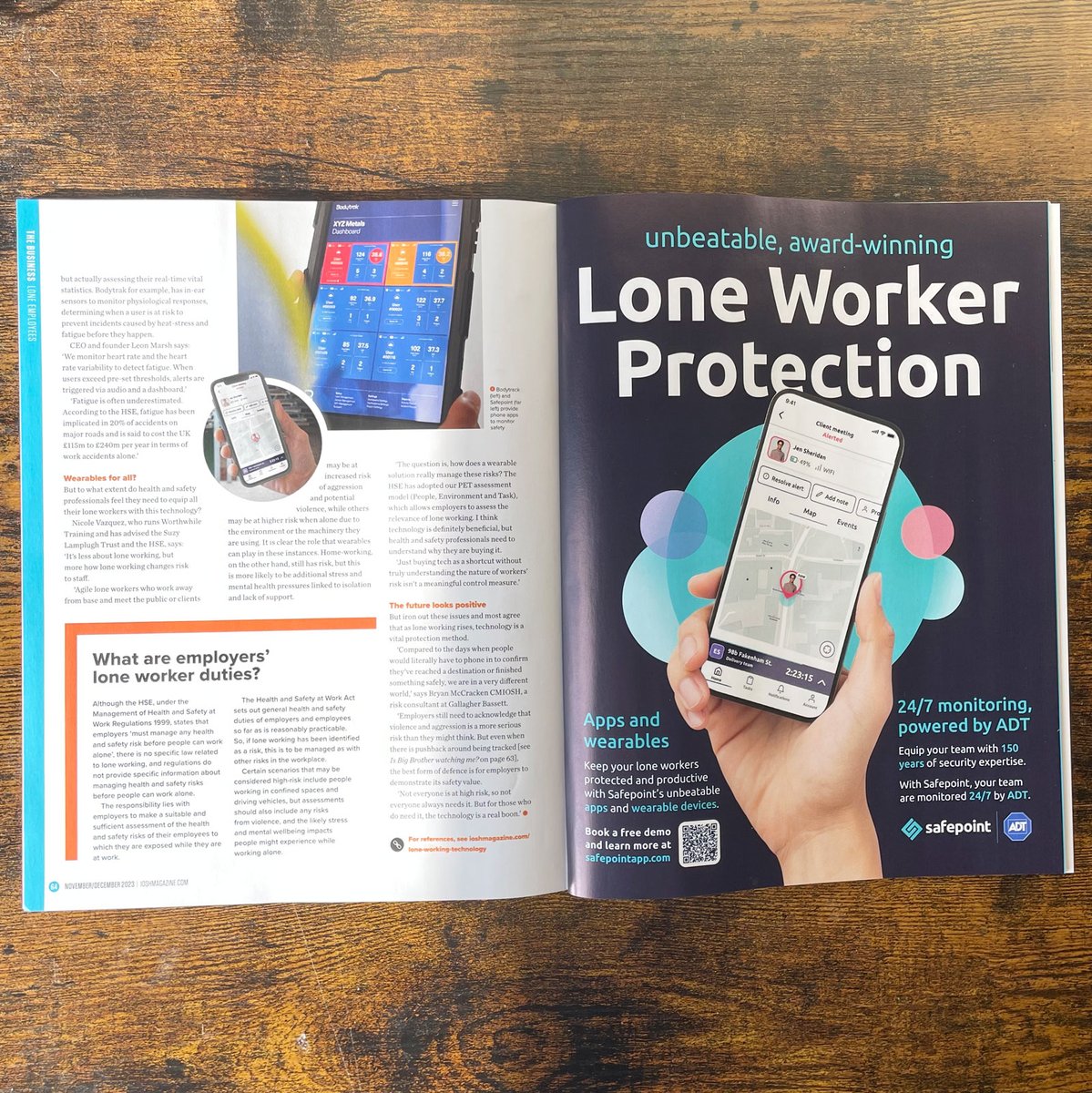 We have been featured in the premiere health and safety publication, <a href="/IOSHmagazine/">IOSH magazine</a>! 📖🙌

Lone working is becoming more common every day so we were more than happy to discuss with <a href="/IOSH_tweets/">IOSH</a> how Safepoint can help keep workers safe! 🦺

Read it here:
ioshmagazine.com/2023/11/01/gro…