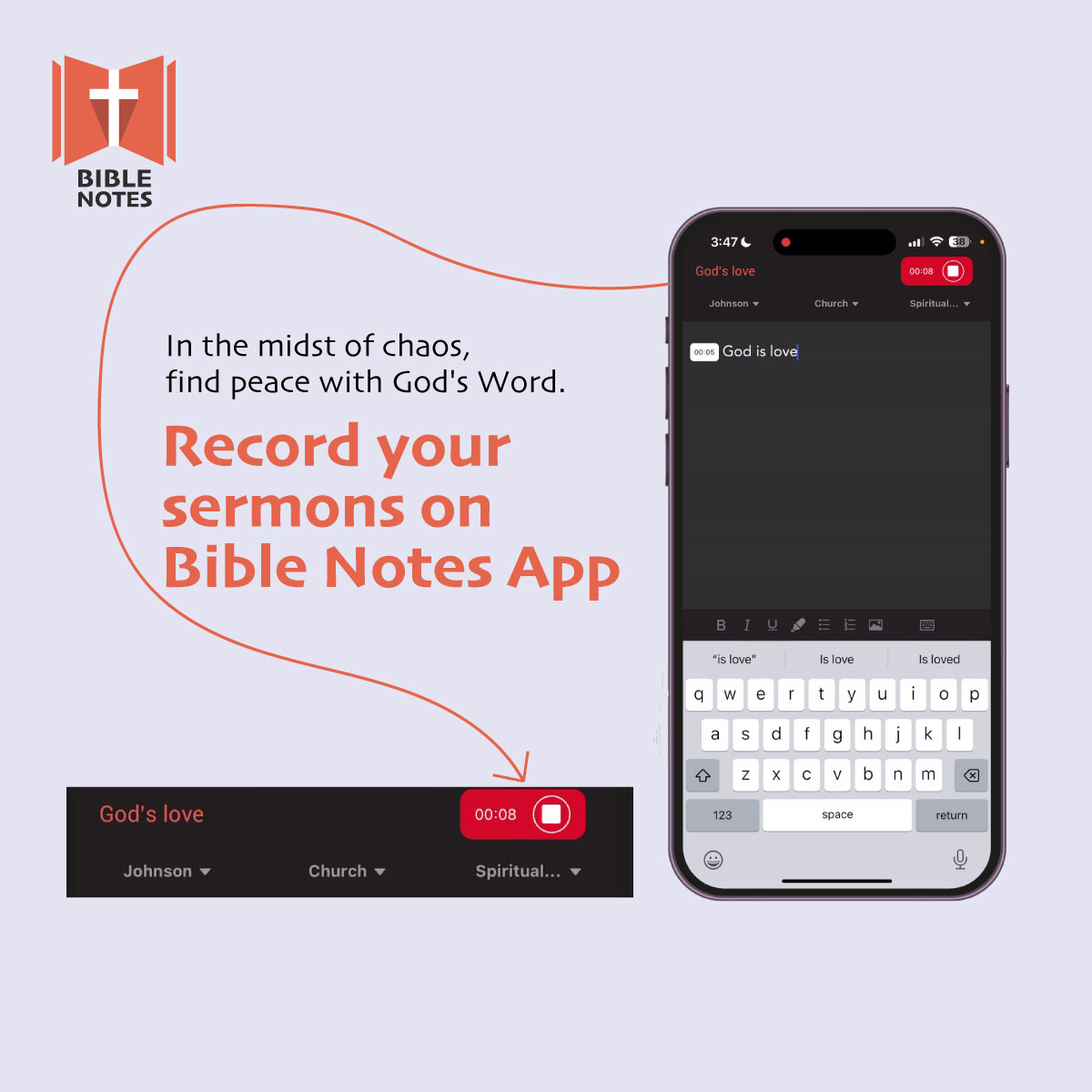 biblenoteapp's tweet image. Now you can Record your sermons and revisit anytime anywhere. In midst of chaos God’s word will guide you! 

#BibleNotesApp #RecordyourSermons #Godsword #WordofGod #GodsLove #Sermons #Appfeature #BibleNotes #BibleJournal