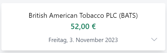 Heute zahlt  #BritishAmericanTobacco $BATS #Dividenden.
Die Dividenden werden natürlich reinvestiert.