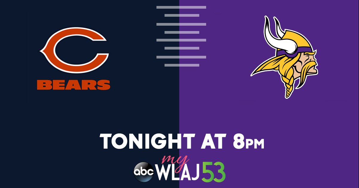 WLAJ6's tweet photo. Tune in tonight for Monday Night Football on ABC 53 to see the Bears take on the Vikings! https://t.co/kLu5JSc0MJ