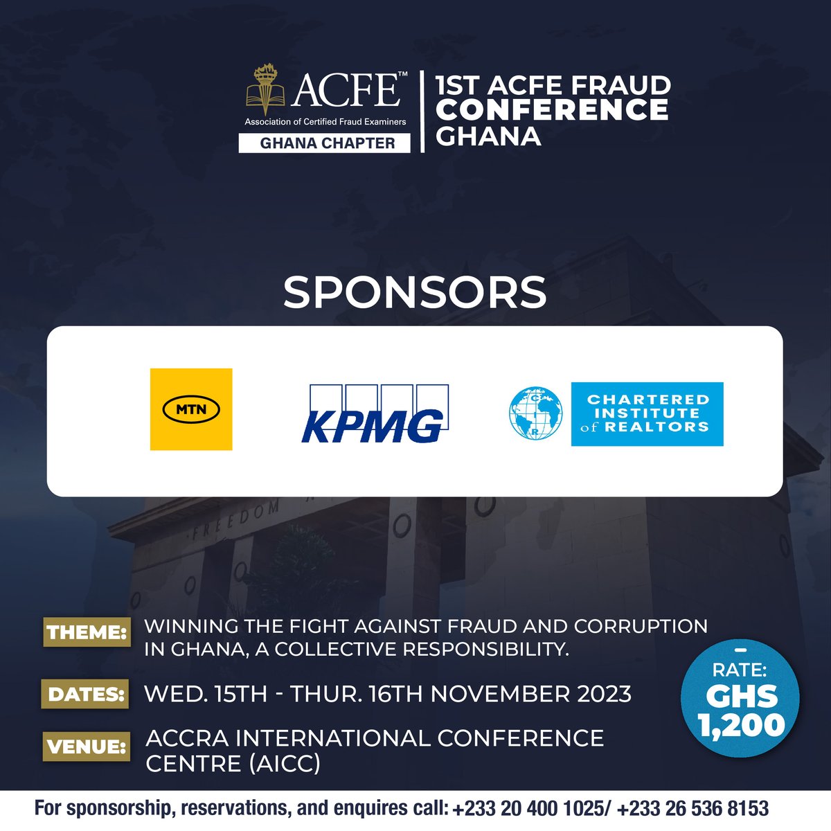 GhanaAcfe's tweet photo. The Fight against Fraud and Corruption must be fought Collectively!

A big THANK YOU to our incredible sponsors! 🤝 Their support is helping us lead the fight against fraud at our upcoming conference. 🙌
Register now to secure your spot: https://t.co/cGgb9ZOMil
#FraudConference https://t.co/yatmNNC4jF