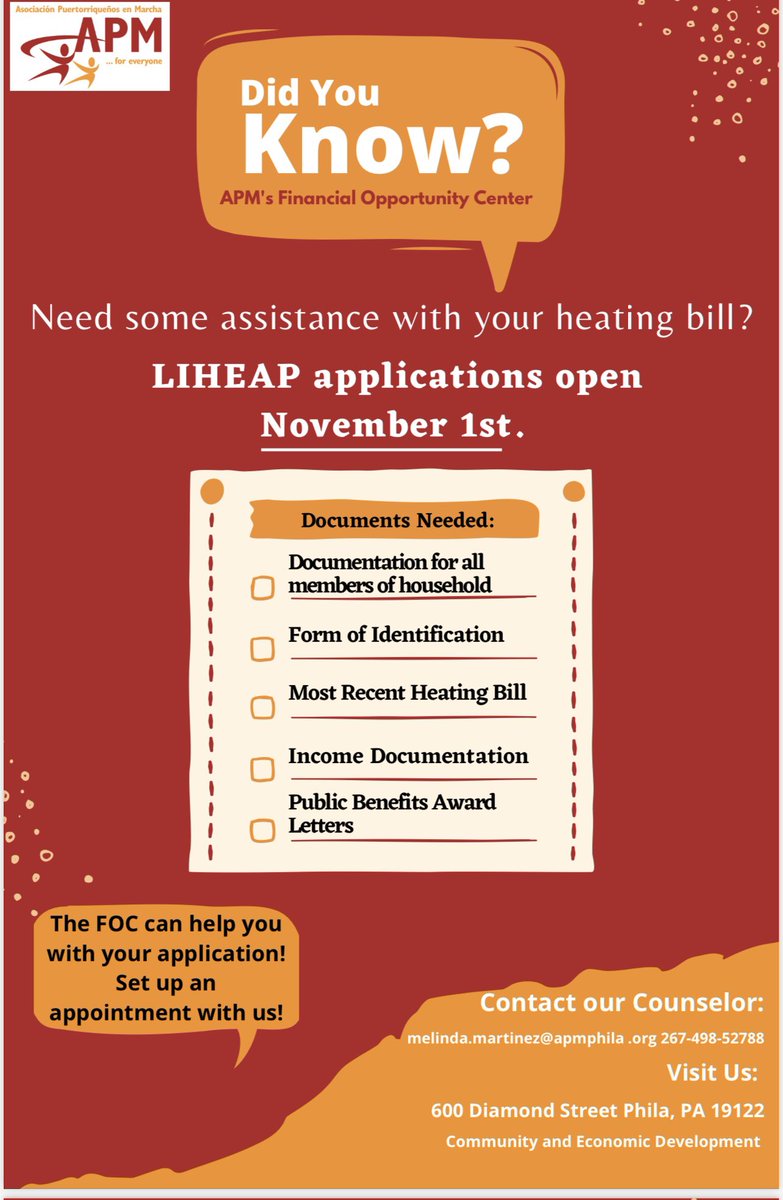 LIHEAP applications are open! Here are the documents needed to get assistance!