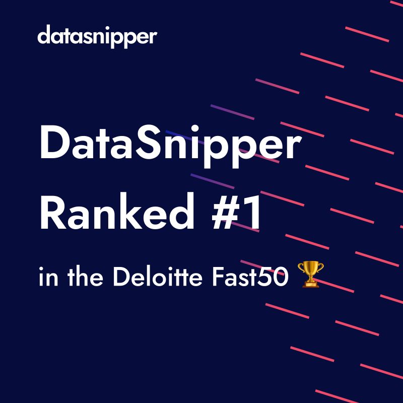 DataSnipper ranked #1 in the #Deloitte Fast 50

We're honored to win this year's Fast 50 award for the fastest-growing technology company.

To our DataSnipper team, beloved customers, and partners across the globe: we couldn't have achieved this without you. 

Thank you! 💙