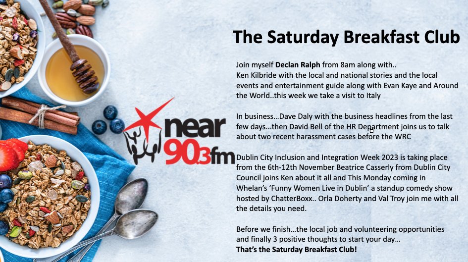 Declan Ralph (@declanralph) on Twitter photo The Saturday Breakfast Club at 8 on <a href="/nearfm/">Near FM</a> ..<a href="/kenkilb7/">Ken Kilbride</a> <a href="/DaveDalyFM/">David Daly</a> <a href="/theHRdepartment/">David Bell</a> and Evan Kaye join me for business, HR, local news and events, then <a href="/BeatriceCasser4/">Beatrice Casserly</a> of <a href="/DubCityCouncil/">Dublin City Council</a> on Inclusion and Integration week followed by Funny Women <a href="/whelanslive/">Whelan's</a> with Val and Orla The Saturday Breakfast Club at 8 on <a href="/nearfm/">Near FM</a> ..<a href="/kenkilb7/">Ken Kilbride</a> <a href="/DaveDalyFM/">David Daly</a> <a href="/theHRdepartment/">David Bell</a> and Evan Kaye join me for business, HR, local news and events, then <a href="/BeatriceCasser4/">Beatrice Casserly</a> of <a href="/DubCityCouncil/">Dublin City Council</a> on Inclusion and Integration week followed by Funny Women <a href="/whelanslive/">Whelan's</a> with Val and Orla