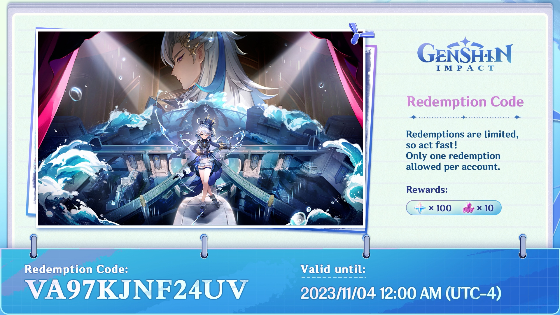 Genshin Impact on X: #GenshinImpact Special Program Redemption Codes  Travelers, here are the redemption codes for this Special Program!  Primogems ×100 + Mystic Enhancement Ore ×10 FB8PFFHT364M Primogems ×100 +  Hero's Wit ×