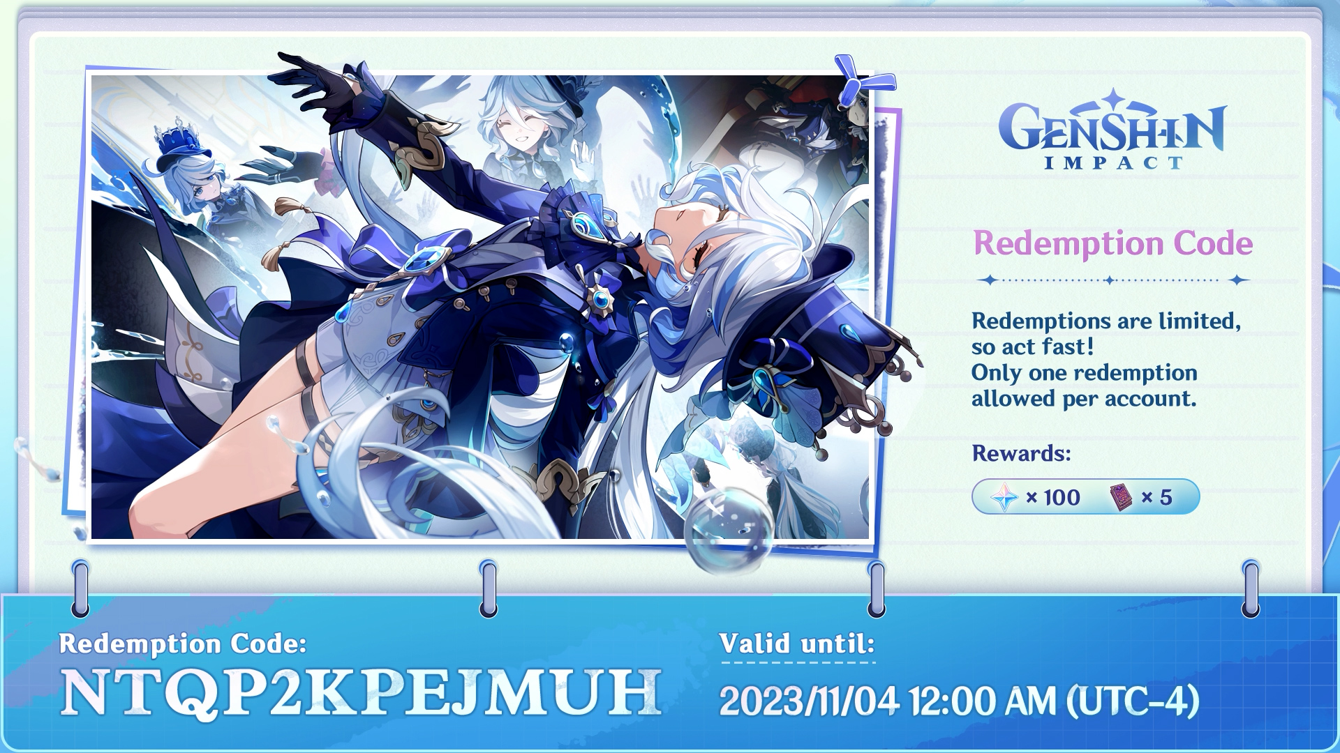 Genshin Impact on X: #GenshinImpact Special Program Redemption Codes  Travelers, here are the redemption codes for this Special Program!  Primogems ×100 + Mystic Enhancement Ore ×10 FB8PFFHT364M Primogems ×100 +  Hero's Wit ×