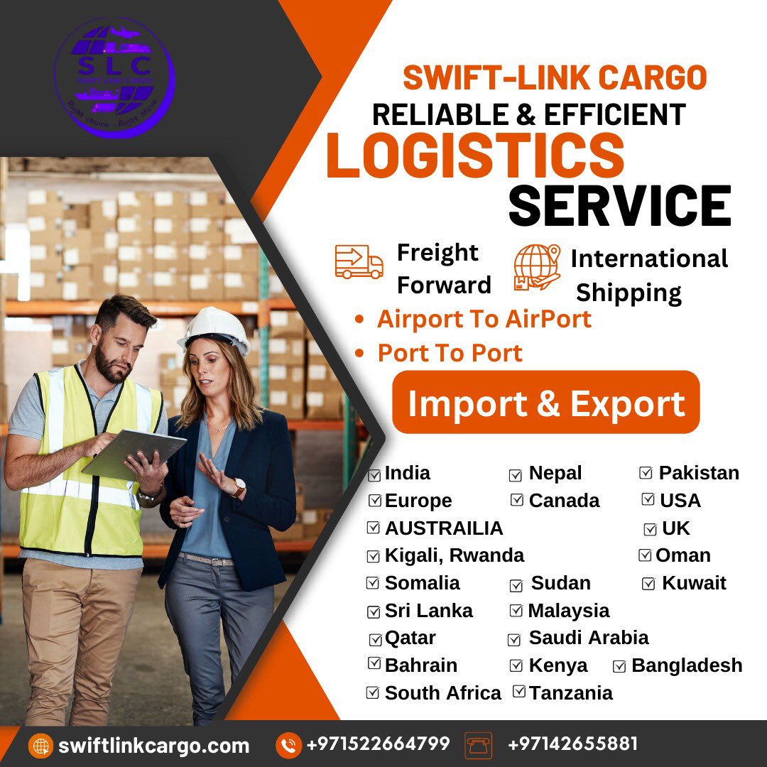 SwiftLinkCargo's tweet image. Reliable and Efficient Freight &amp;amp; Logistics Service with
Swift Link Cargo 

•   Air Cargo   
•   Sea Cargo
•   Freight forwarding
•   International Shipping

Airport To AirPort 
Affordable Rates 

#Aircagoservices #airfreight #dubai #UAE #courier  #Swiftlink #swiftlinkcargo