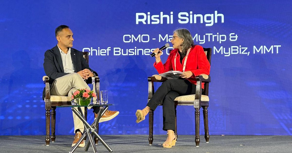 ETtech's tweet photo. #ETSoonicornsSummit |  Raj Rishi Singh, CMO of @makemytrip and Chief Business Officer of MyBiz, unveils the "myBiz Approach to Business Efficiency." Gain insights on how it’s revolutionising the small business landscape and driving efficiency. 

Watch: https://t.co/yDDLhCt5zu https://t.co/MTcWwroVi3