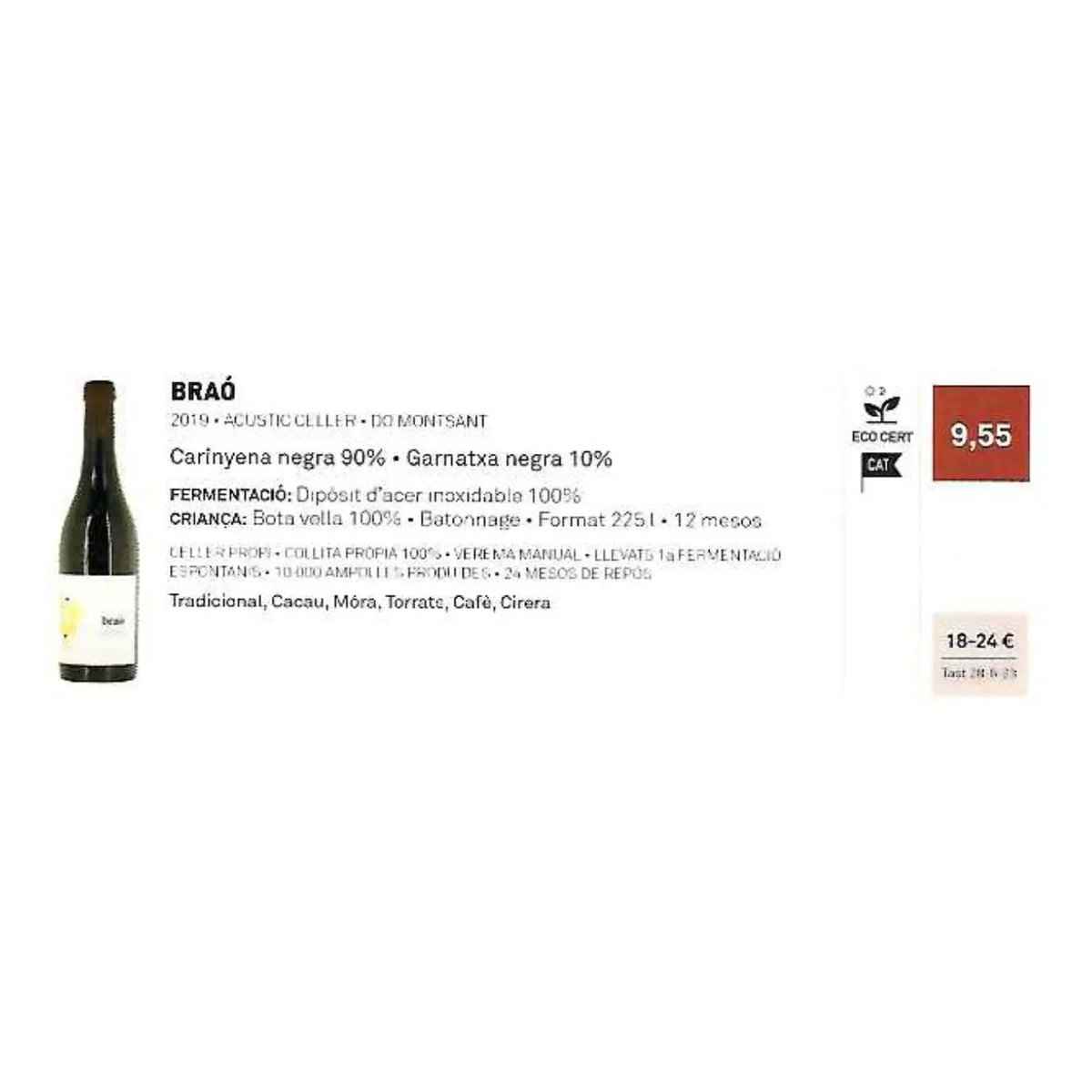 acusticceller's tweet photo. 9,55/10 punts Braó 2019
La Guia de Vins de Catalunya 2024
Vi elaborat amb #garnatxa i #carinyena 🍇
Esperem que gaudiu del nostre vi!!😃
@LaGuiaVinsCat
@acusticceller
#domontsant #vinegre #vi #guiadevinsdeCatalunya #laguia #vicatalà #catalanwines #vinyesvelles #brao https://t.co/cNNQJKSG2D