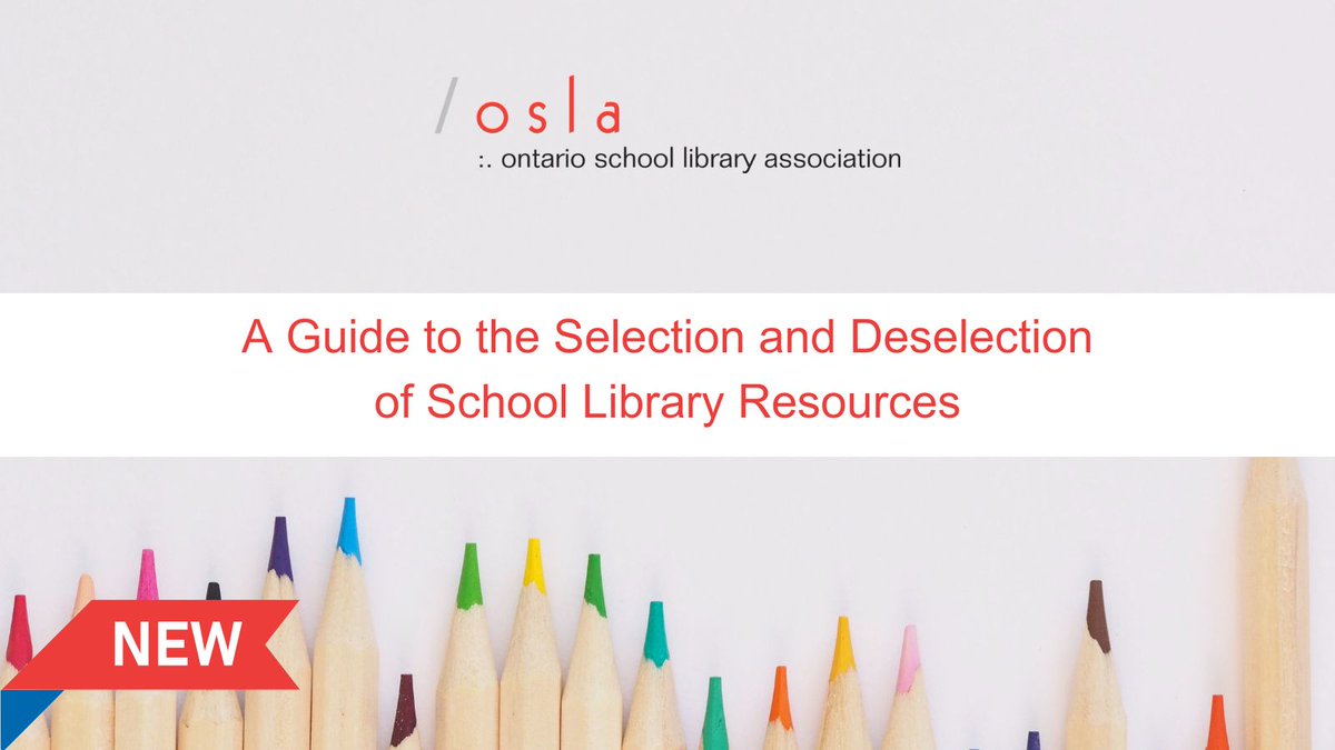 A Guide to the Selection and Deselection of School Library Resources provides a framework for school boards that have yet to develop a publicly available selection policy for supplemental school resources. Read it today at bit.ly/45VZNUl @oslacouncil