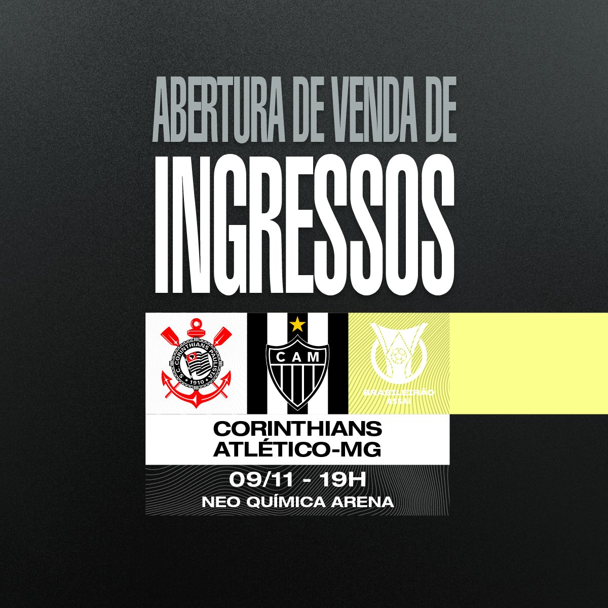 Onde vai passar o jogo do CORINTHIANS X ATLÉTICO-MG (09/11)? Passa