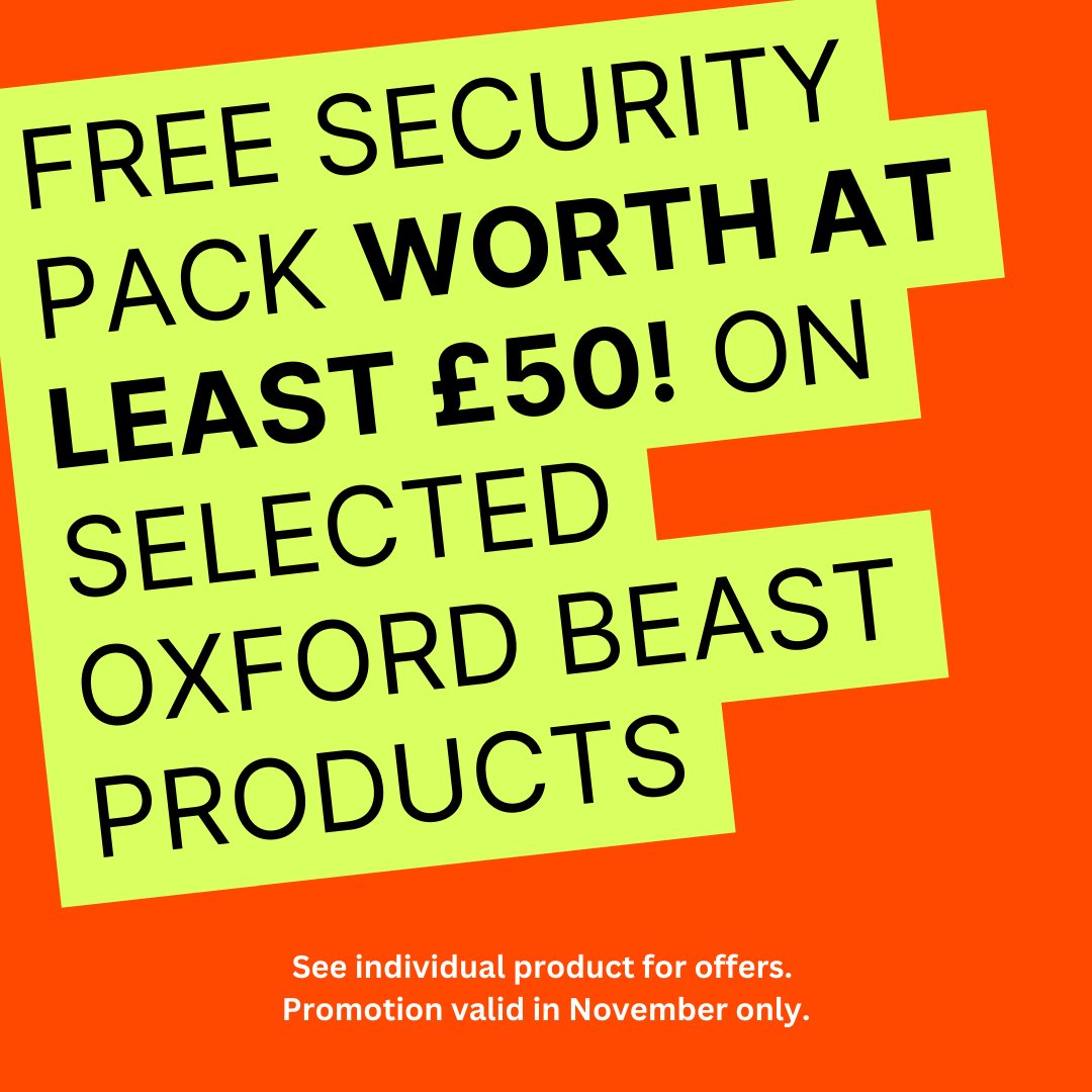 OXFORD BEAST PROMO. Example: Get £100 of free security products with any Oxford Beast Padlock &amp; Chain combo. 

See here for more --> twotyres.co.uk/?s=beast

November only.

#motorcyclesecurity
#ballstobikethieves
#stopthescrotes
#twotyreslovesyou