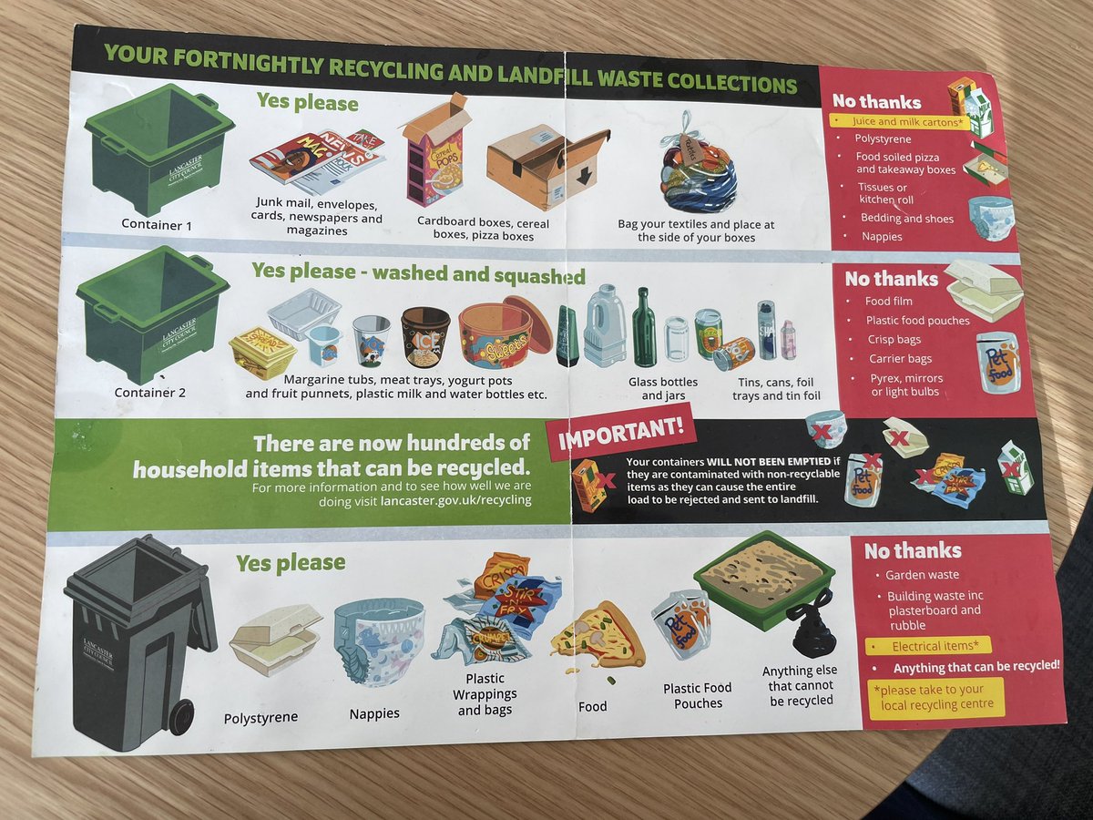 So impressed with the recycling offer provided by <a href="/LancasterCC/">Lancaster City Council</a> - I love my home city dearly but when I put the bins out in Liverpool on a Monday &amp; then drive up to Lancaster to do the same on a Friday the difference in what can be recycled is startling…