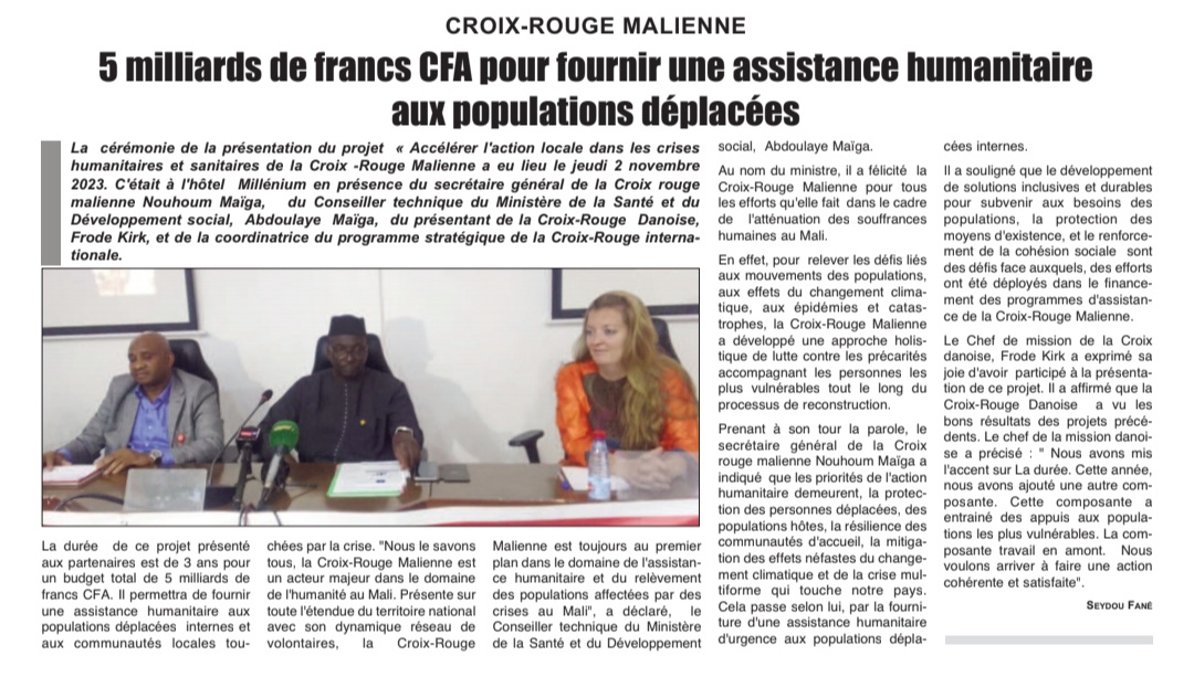 IFRCAfrica's tweet photo. Présentation bilan à mi-parcours &amp; lancement année 2 du projet #ECHOPPP mis en oeuvre par la @CroixRougeMali au #Mali &amp; financé par @eu_echo. 

Entre avril 2021-oct 2023:
👉+12'400 ménages ont reçu du cash 
👉 +13'000 kits d'abris d'urgence et 600 art. de ménages distribués, etc. https://t.co/5bWXq7jkyf