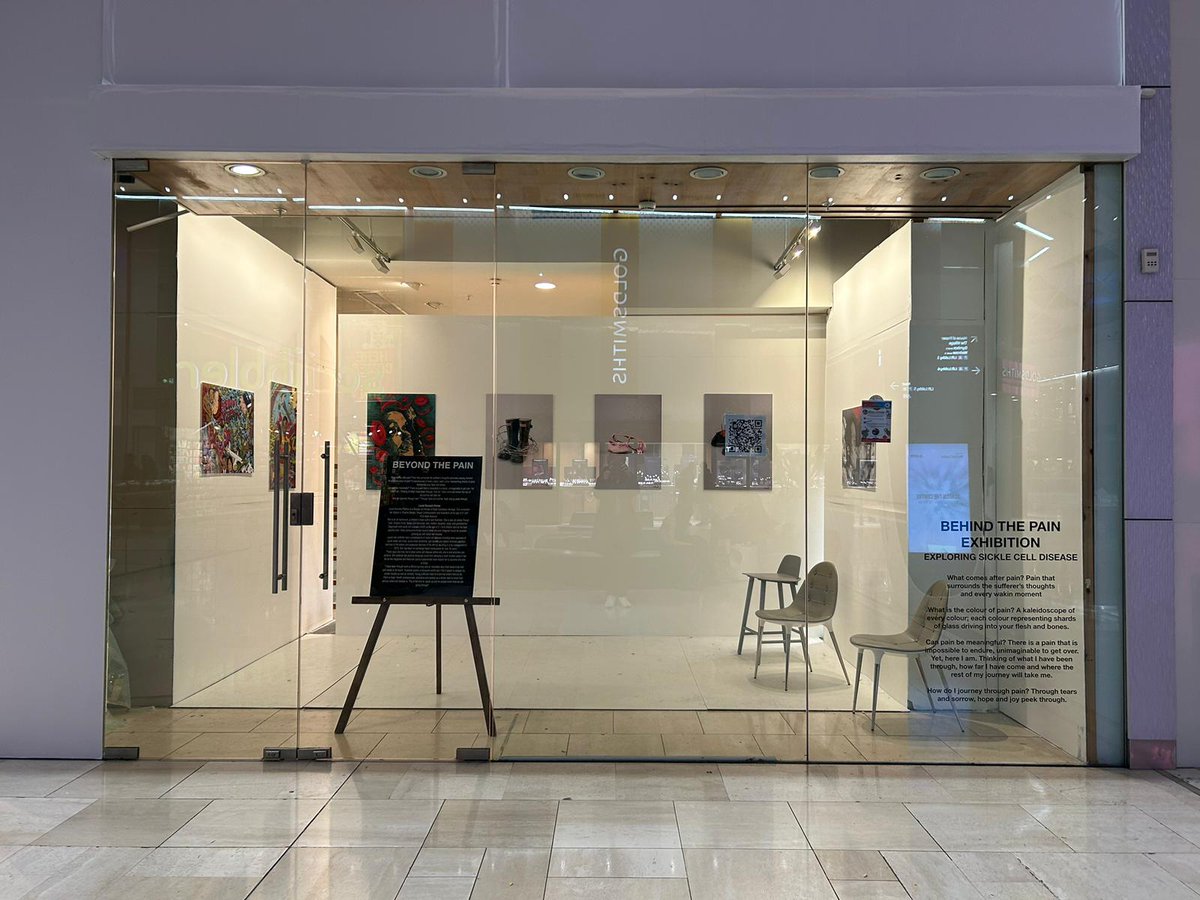 BrumantPalm's tweet photo. There is still time to go and have a look at the exhibition 'Beyond the pain' at Westfield Shopping Centre Shepherds Bush W12 . 2nd Floor next to M&amp;S. A visual description of the pain experienced by a Sickle Cell Crisis by Laurel Brumant https://t.co/ebEgBV11Ca
