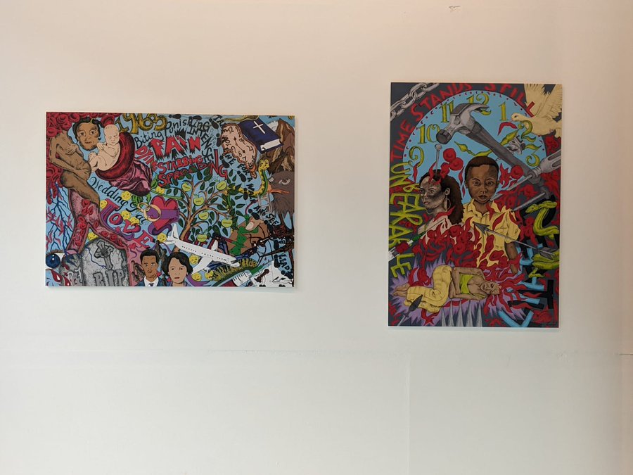BrumantPalm's tweet photo. There is still time to go and have a look at the exhibition 'Beyond the pain' at Westfield Shopping Centre Shepherds Bush W12 . 2nd Floor next to M&amp;S. A visual description of the pain experienced by a Sickle Cell Crisis by Laurel Brumant https://t.co/ebEgBV11Ca