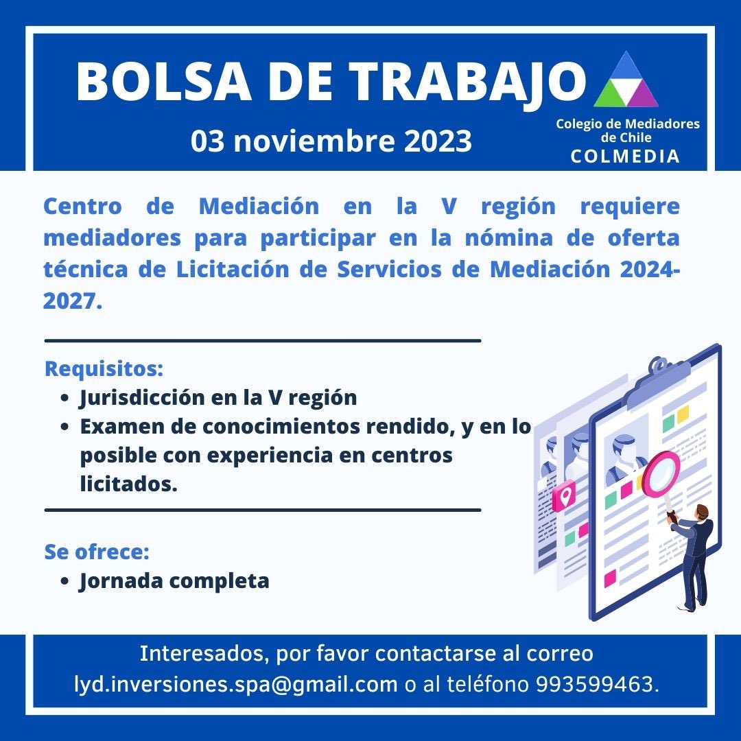 Compartimos oferta laboral que nos fue referida. Datos y Contactos en el afiche