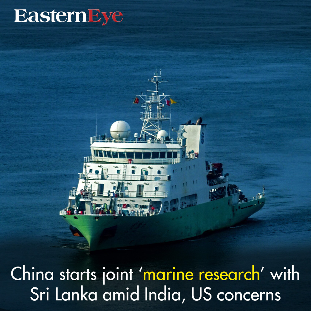 China starts joint ‘marine research’ with Sri Lanka amid India, US concerns
Read more-easterneye.biz/china-starts-j…
#ChinaSriLankaResearch #MarineCooperation #GeopoliticalConcerns #OceanExploration #IndiaUSConcerns #RegionalDynamics #MarineScience #SinoLankanResearch