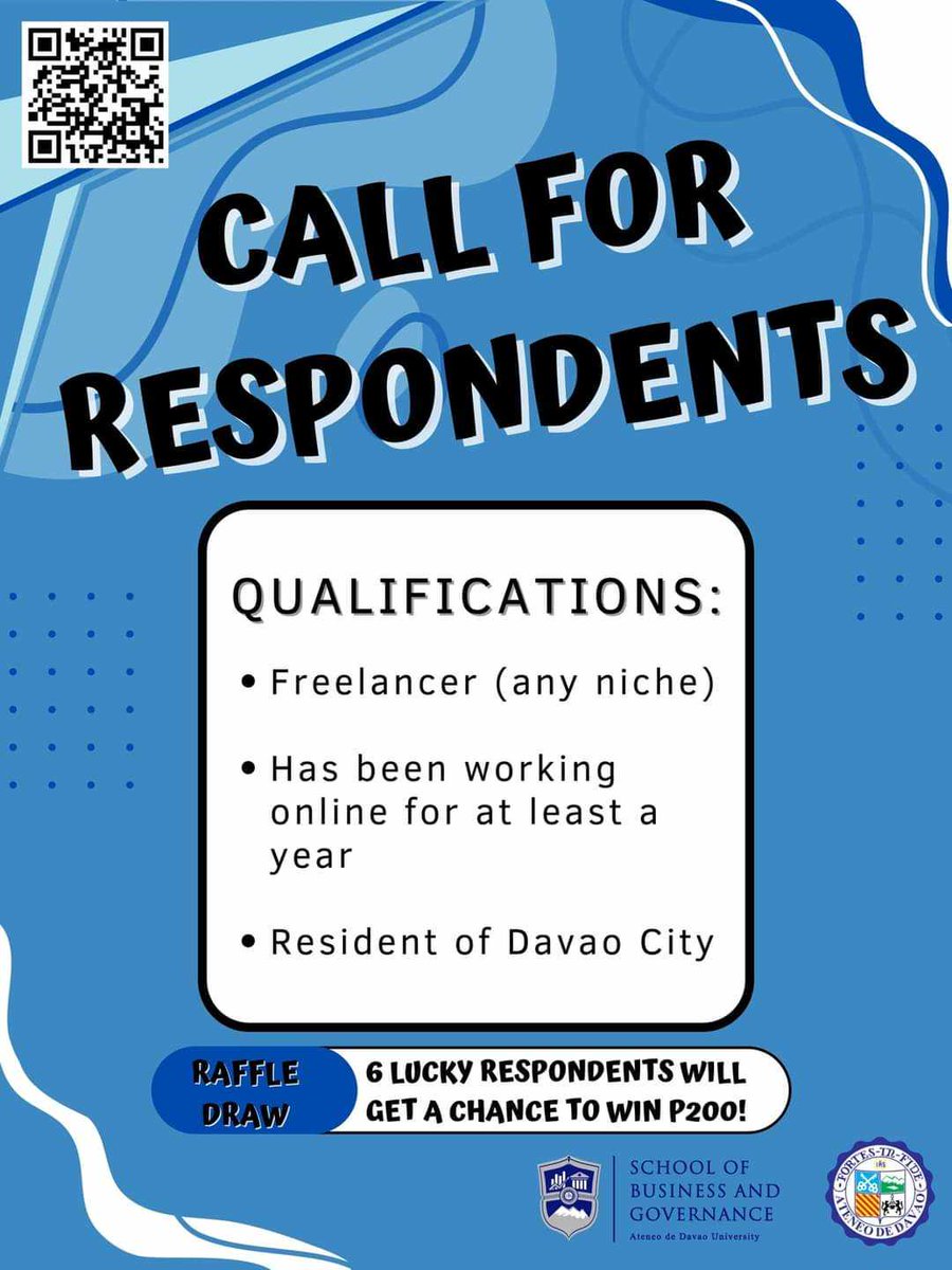 engrangryangry's tweet photo. Hellaur po! Maybe may kakilala kayo na Davao-based na freelancers po. For survey purposes lang po! patulong magRT🥺 More information sa pic!!

Thank you very much po! Y'all can scan the QR code in the pic below, or hit the link below:

https://t.co/8cEnOWo1rU https://t.co/CCqNG3hBDL