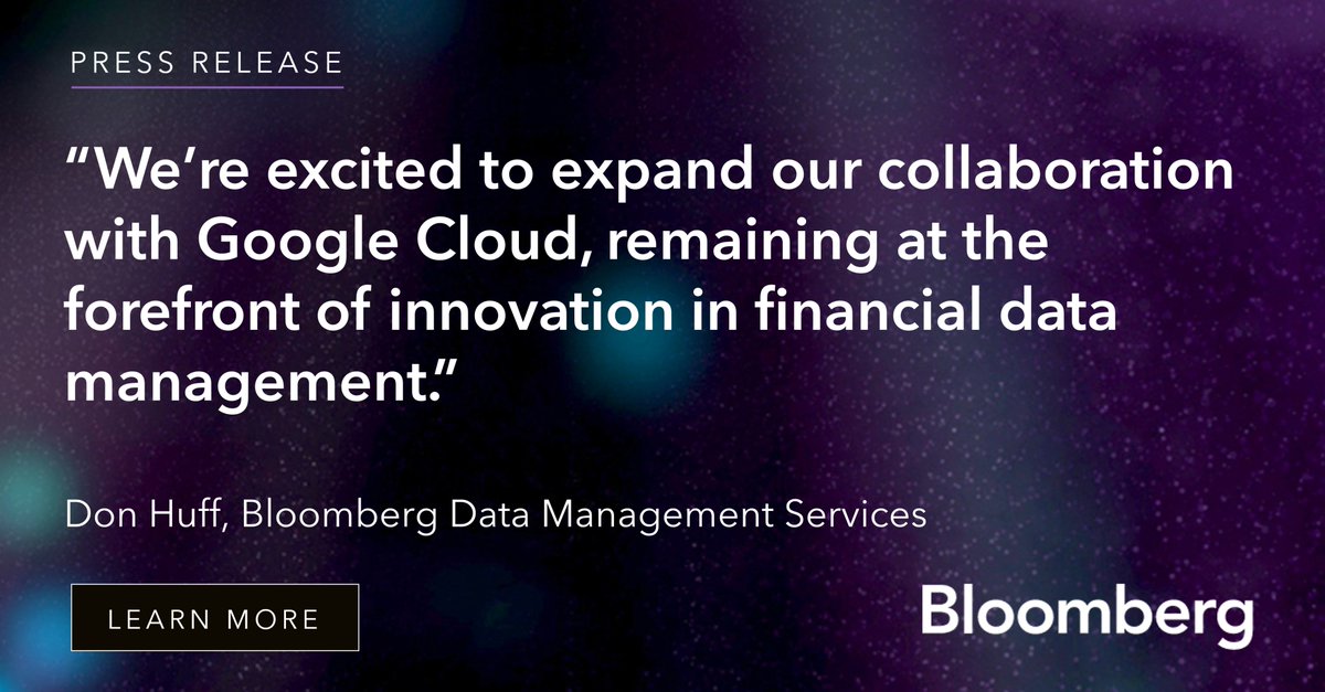 Today we announced the integration of our Enterprise Data content and DL+ solution with <a href="/GoogleCloud/">Google Cloud</a>'s fully managed and serverless data warehouse, BigQuery, enabling customers to easily bring comprehensive datasets into their analytics workloads. bloomberg.com/company/press/…