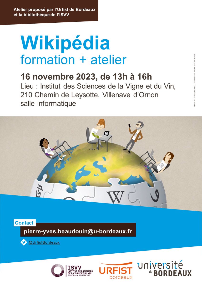 Pyb75's tweet photo. Après #WikiCheese, #WikiWine ? L'Institut des sciences de la vigne et du vin (@isvv_bordeaux) accueille un atelier @Wikipedia_fr ! https://t.co/VMtrL7mNAo