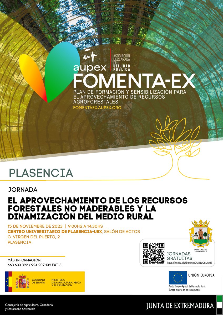 ceiprex's tweet photo. @up_aupex, a través del proyecto #Fomenta-EX (con fondos 🇪🇺 FEADER) organiza unas jornadas sobre aprovechamientos de los recursos forestales no maderables y la dinamización del medio rural
📅15/11
🕣09:30
🏠 Plasencia (centro @infouex)
ℹ️ https://t.co/3jfw30ZPFO https://t.co/4a92RGIlD2