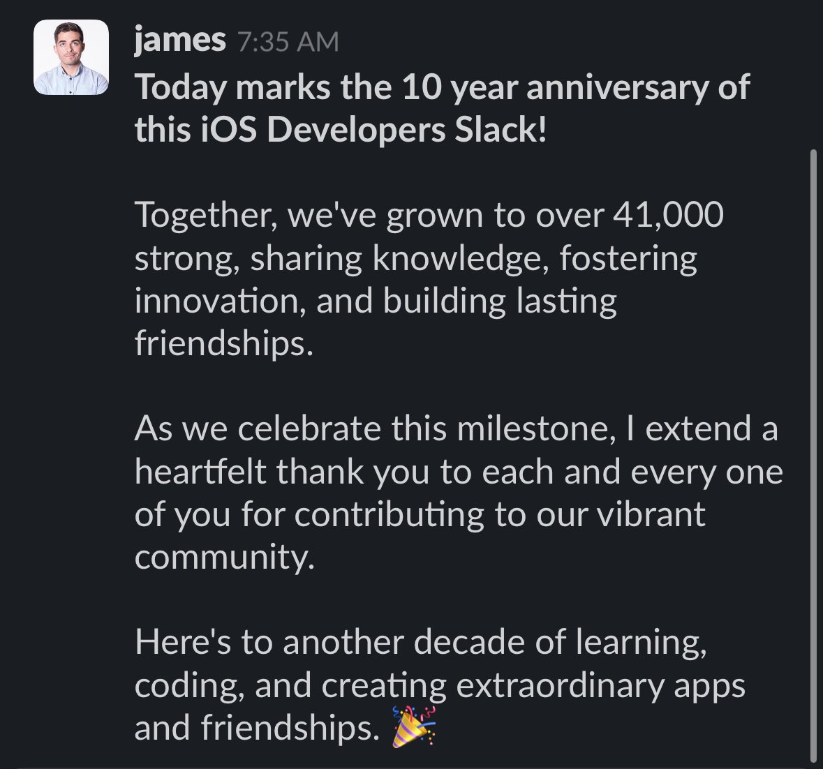 jamescmartinez's tweet image. Today, the @iOSDevelopersHQ Slack community turns 10! 🎂
A small celebratory announcement: