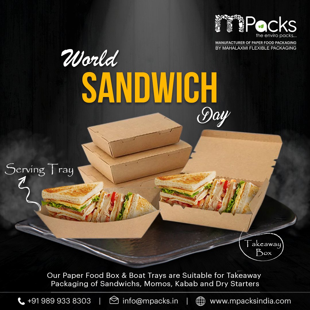 Mpacks_In's tweet photo. Happy #WorldSandwichDay! 🥪🌍 
Enjoy your favorite sandwich in our eco-friendly paper packaging. 🍽️

Mpacks by Mahalaxmi Flexible Packaging
visit our website: https://t.co/Zdpr98KfhM

#SandwichLove #EcoPackaging #paperfoodbox #SamanthaRuthPrabhu #RaveParty https://t.co/wncj3NuKsu