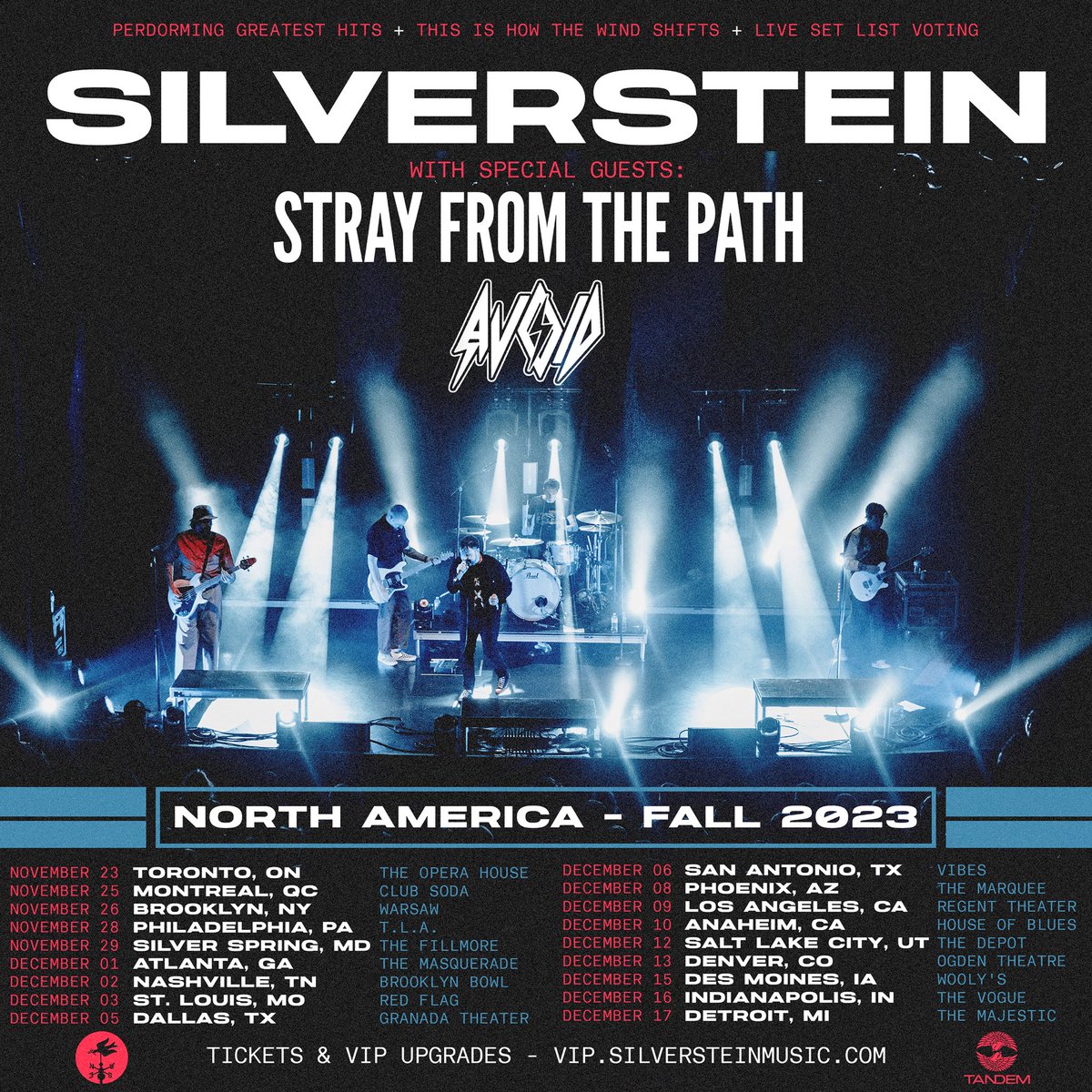 Silverstein (@silverstein) on Twitter photo 🇨🇦🇺🇸TOUR: Nov 23-Dec 17 with: <a href="/strayfromdapath/">Stray From The Path</a> & <a href="/AVOIDKICKSASS/">AVOID ⚡️ KICKS ASS</a>
VERY special show including all your favourite Hits / This is How the Wind Shifts (full album - first and only time) / Live Set List Voting - allowing fans to pick songs during the show!
🎫 VIP.SilversteinMusic.com 🇨🇦🇺🇸TOUR: Nov 23-Dec 17 with: <a href="/strayfromdapath/">Stray From The Path</a> & <a href="/AVOIDKICKSASS/">AVOID ⚡️ KICKS ASS</a>
VERY special show including all your favourite Hits / This is How the Wind Shifts (full album - first and only time) / Live Set List Voting - allowing fans to pick songs during the show!
🎫 VIP.SilversteinMusic.com