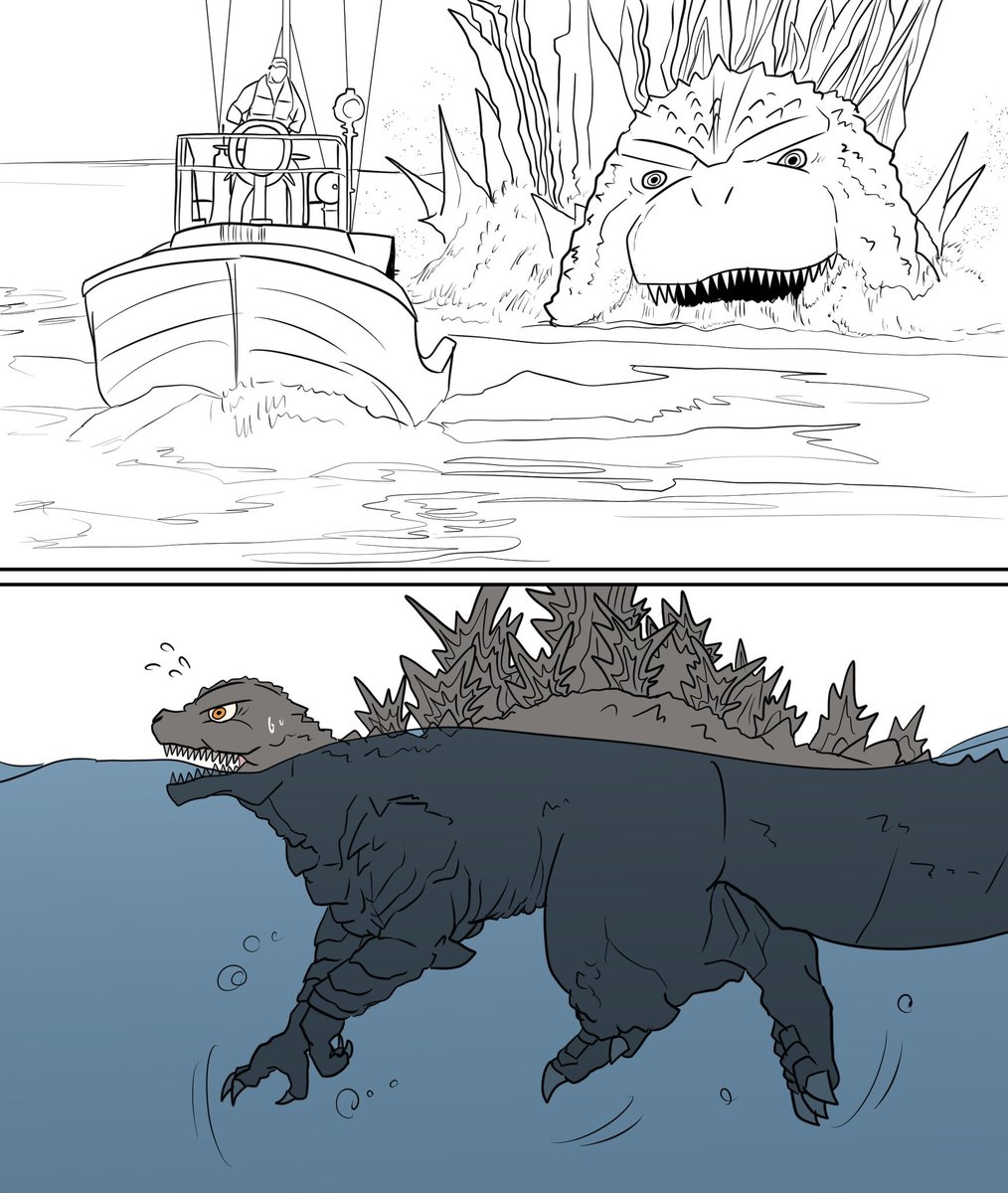 ゴジラ犬かき  #ゴジラマイナスワン