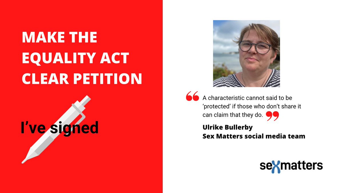 bullrike's tweet photo. So here we have it. Our sex is no longer a protected characteristic.

The very laws and policies meant to protect women, fought for by women, going back to the Goals Act 1832, the Sex Discrimination Act and the Equal Pay Act and ‘culminating’ in the Equality Act now protect 9 characteristics and our sex is not one of them.

This has to be challenged.

That cannot have been the intention of the Equality Act.

A letter F or M is a characteristic worth protecting but the physical reality of our sexed bodies is not?

#WarOnWomen #WomenWontWheesht
#MakeTheEqualityActClear
#RepealTheGRA