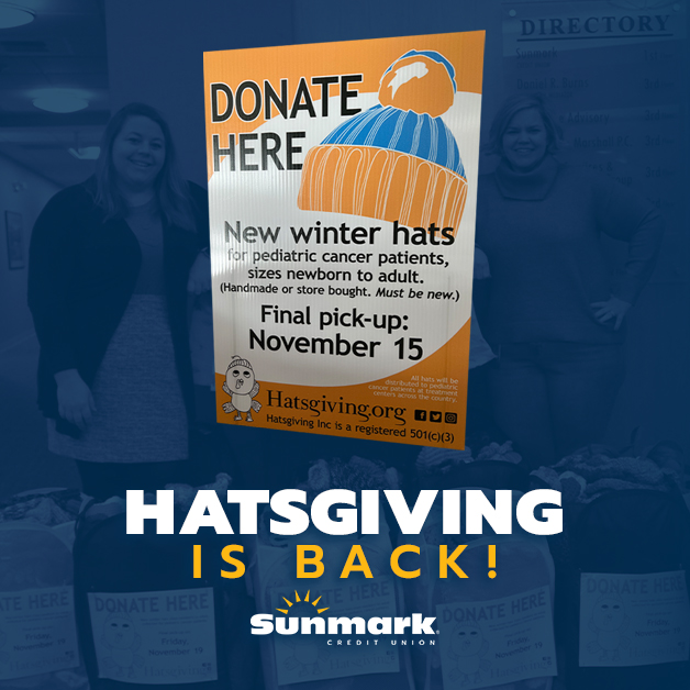 ☀️We're proud to continue our partnership with <a href="/Hatsgiving_org/">Hatsgiving</a> 

Now through November 15th we will be collecting new (handmade or store bought) winter hats for heads of all sizes! 

Look for the sign in the photo below, or ask a member of our staff if you're unable to find it!