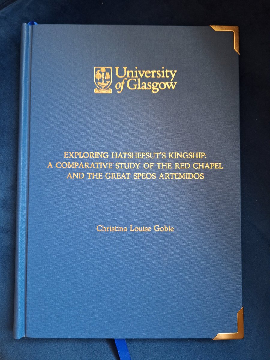 CuddlyClassics's tweet photo. After 2 years @UofGlasgow p/t MSc Classics &amp; Ancient History, my bound dissertation!  Incredibly honoured to have been awarded my degree with distinction. UofG Classics School is exceptional.
#Classics #Egyptology #Hatshepsut #SpeosArtemidos #UofG #Humanities #UofG @UofGArtsHums https://t.co/OdjFQpNle3