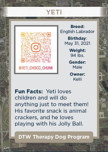Catching a flight? Be sure to catch up with Yeti (legend has it he's not so elusive) or any of our other DTW Therapy dogs! #DTWDogsPetTherapyProgram #flyDTW