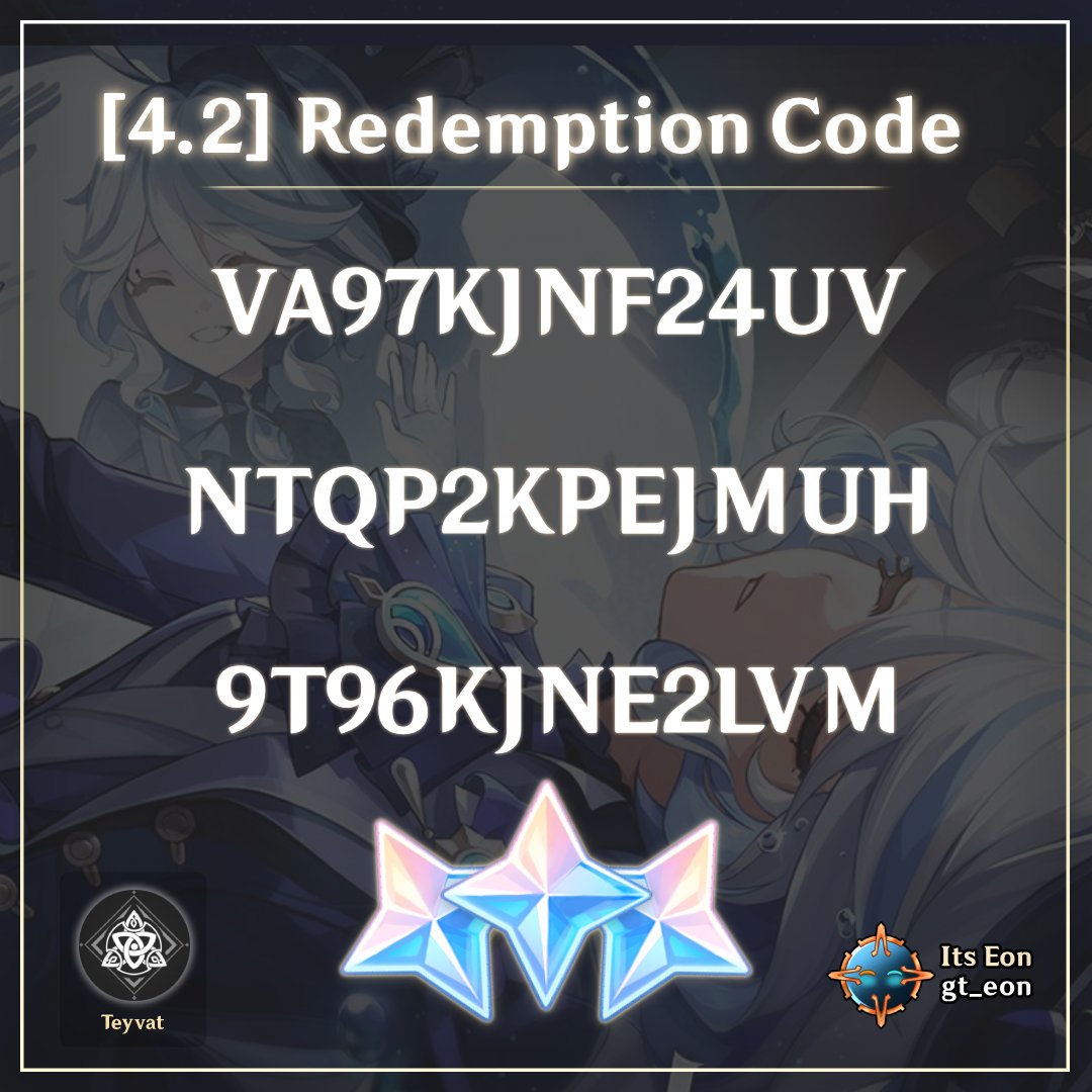 Its Eon on X: Travellers! Here are the redemption codes from the 4.2 Live.  Claim your primogems fast, you only have today. Link  :     / X